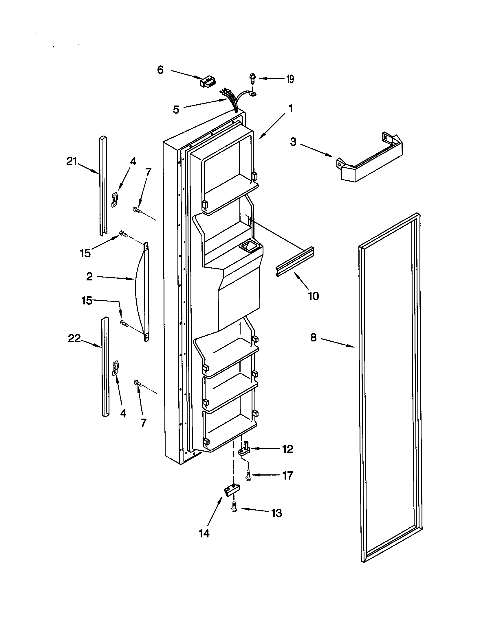 Kenmore Elite 10650504991 freezer door diagram
