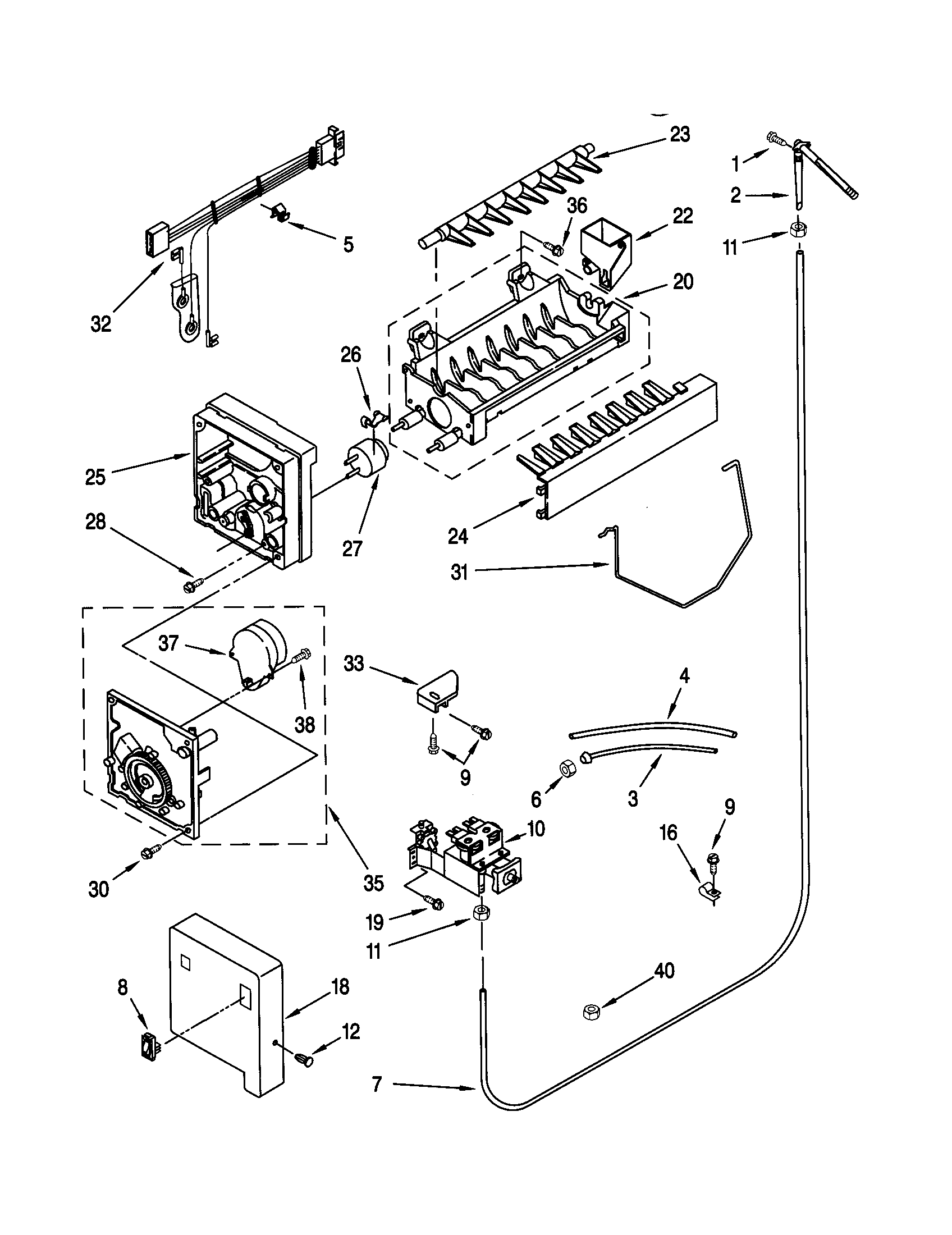 Kenmore Elite 10650504991 icemaker diagram