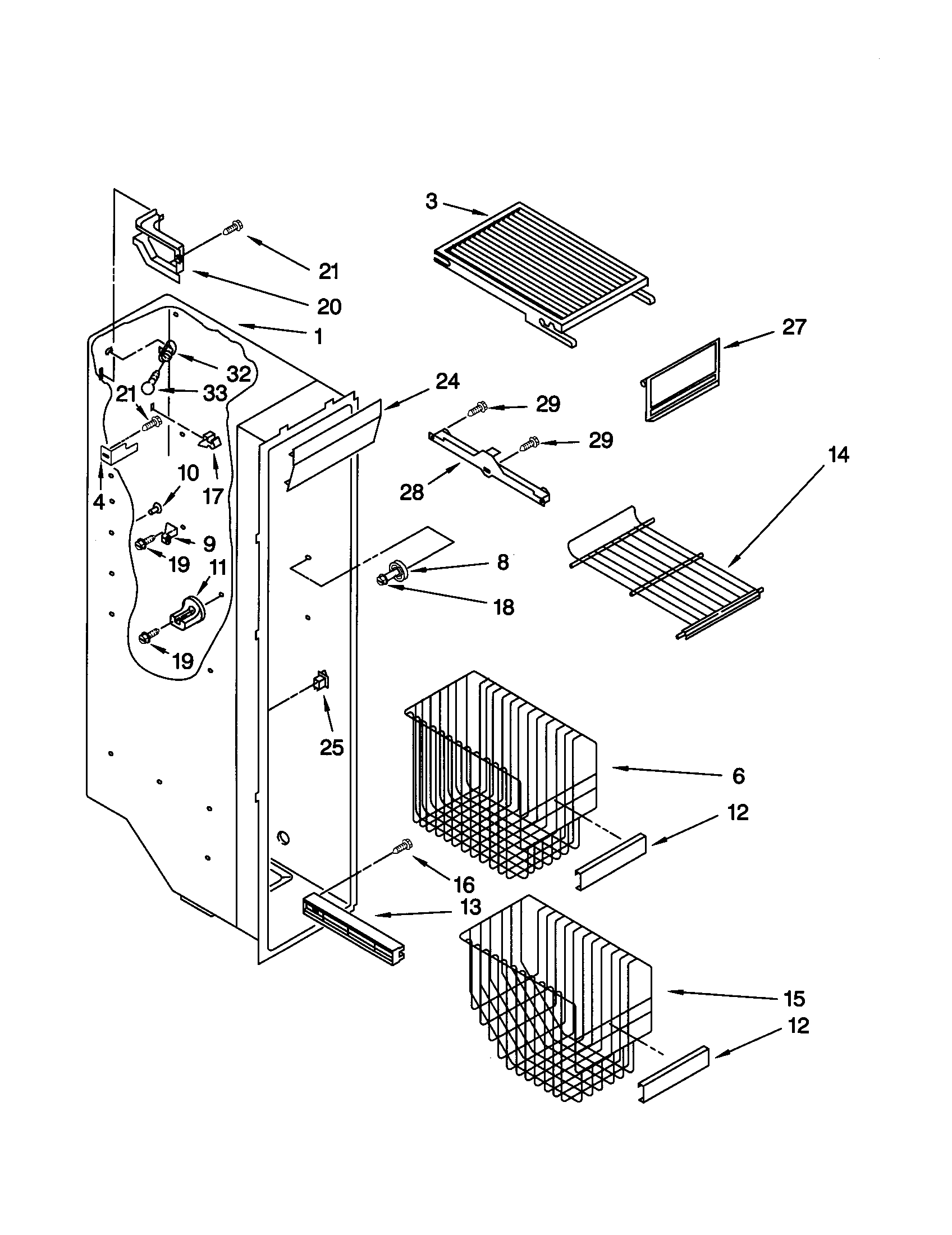 Kenmore 10659797992 freezer liner diagram