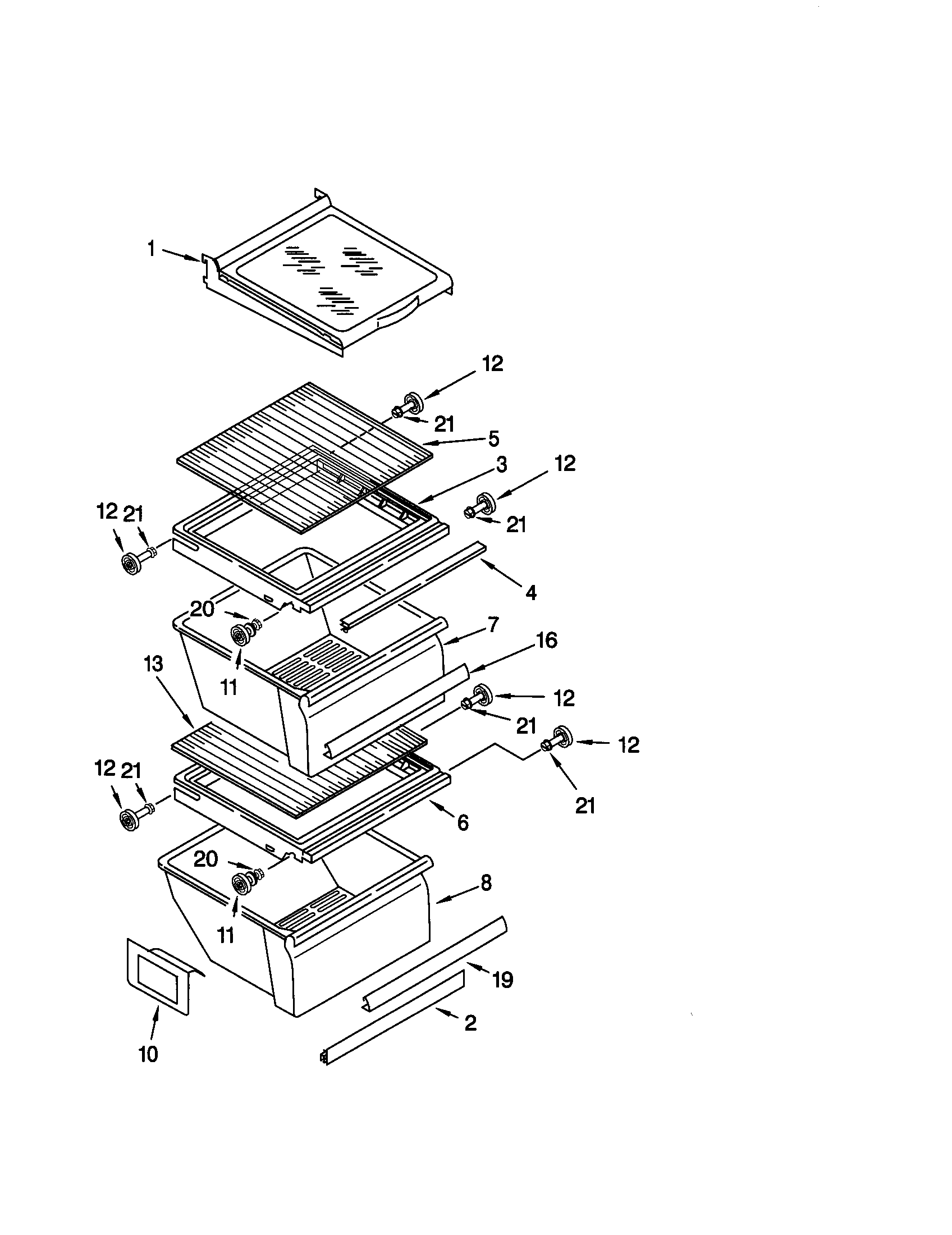 Kenmore 10650022001 refrigerator shelf diagram