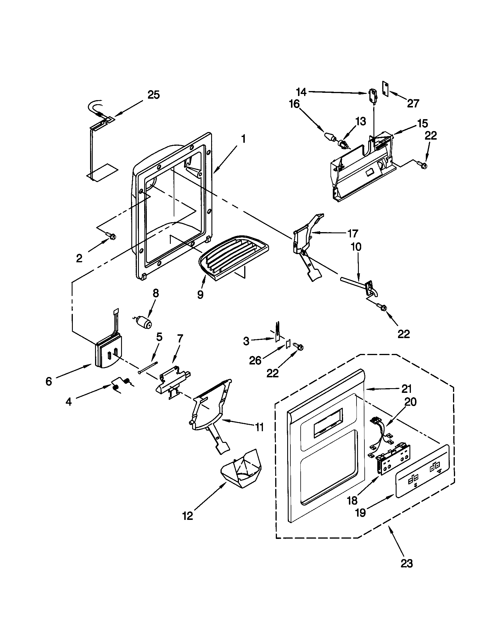 Kenmore 10650022001 dispenser front diagram
