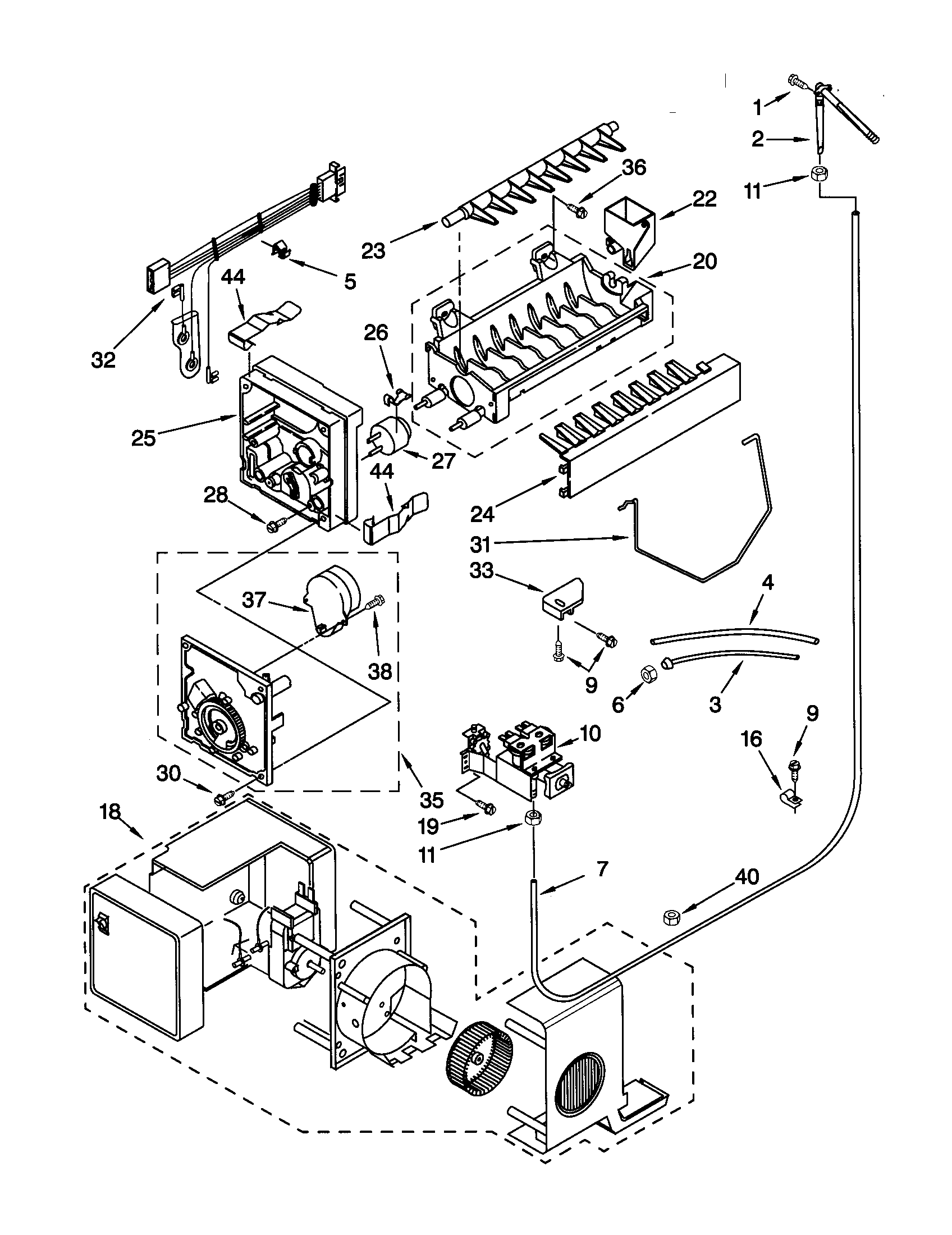 Kenmore Elite 10650203991 icemaker diagram