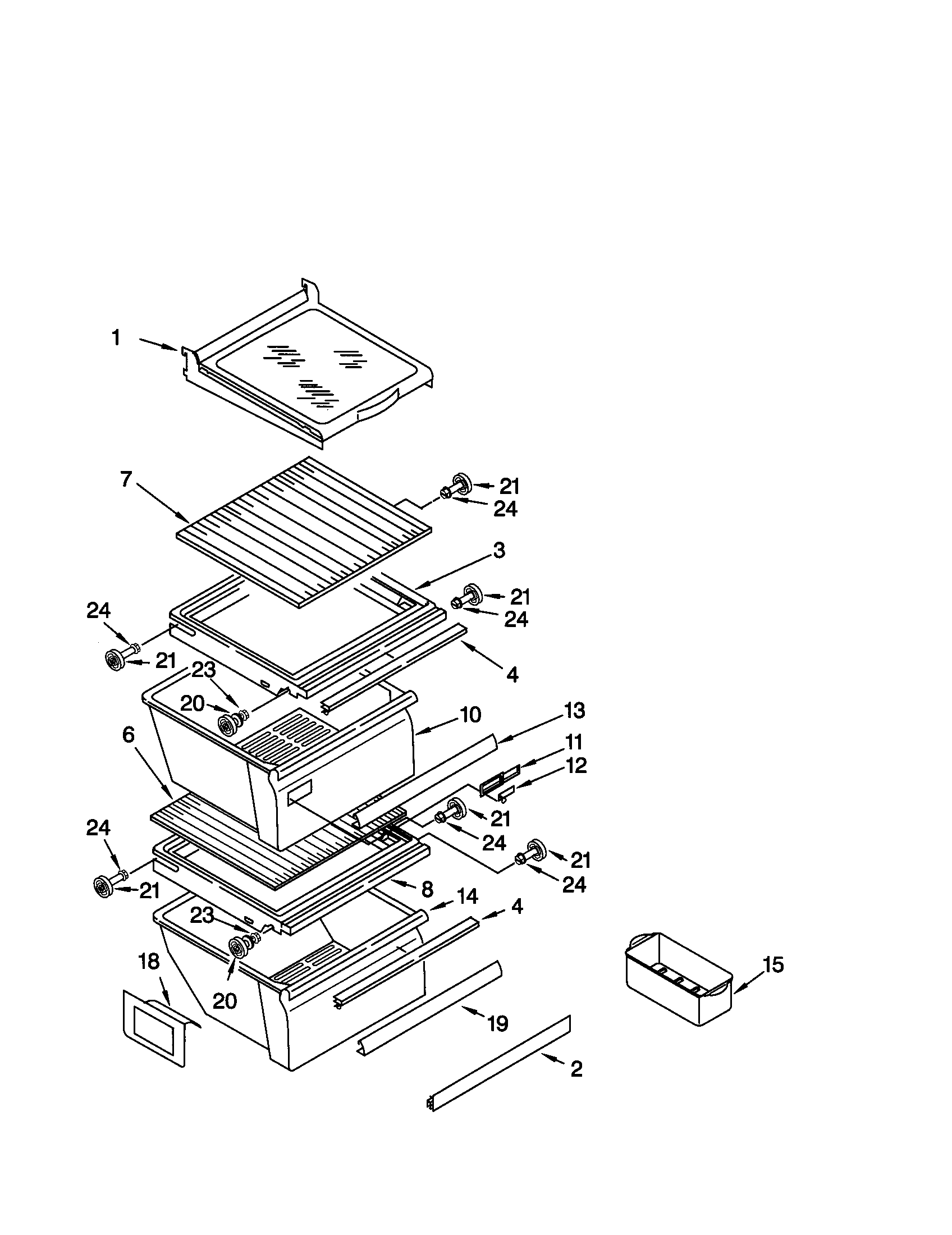Kenmore 10659087892 refrigerator shelf diagram