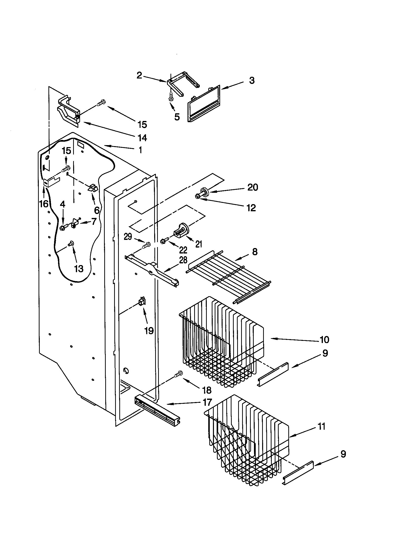 Kenmore 10659209991 freezer liner diagram