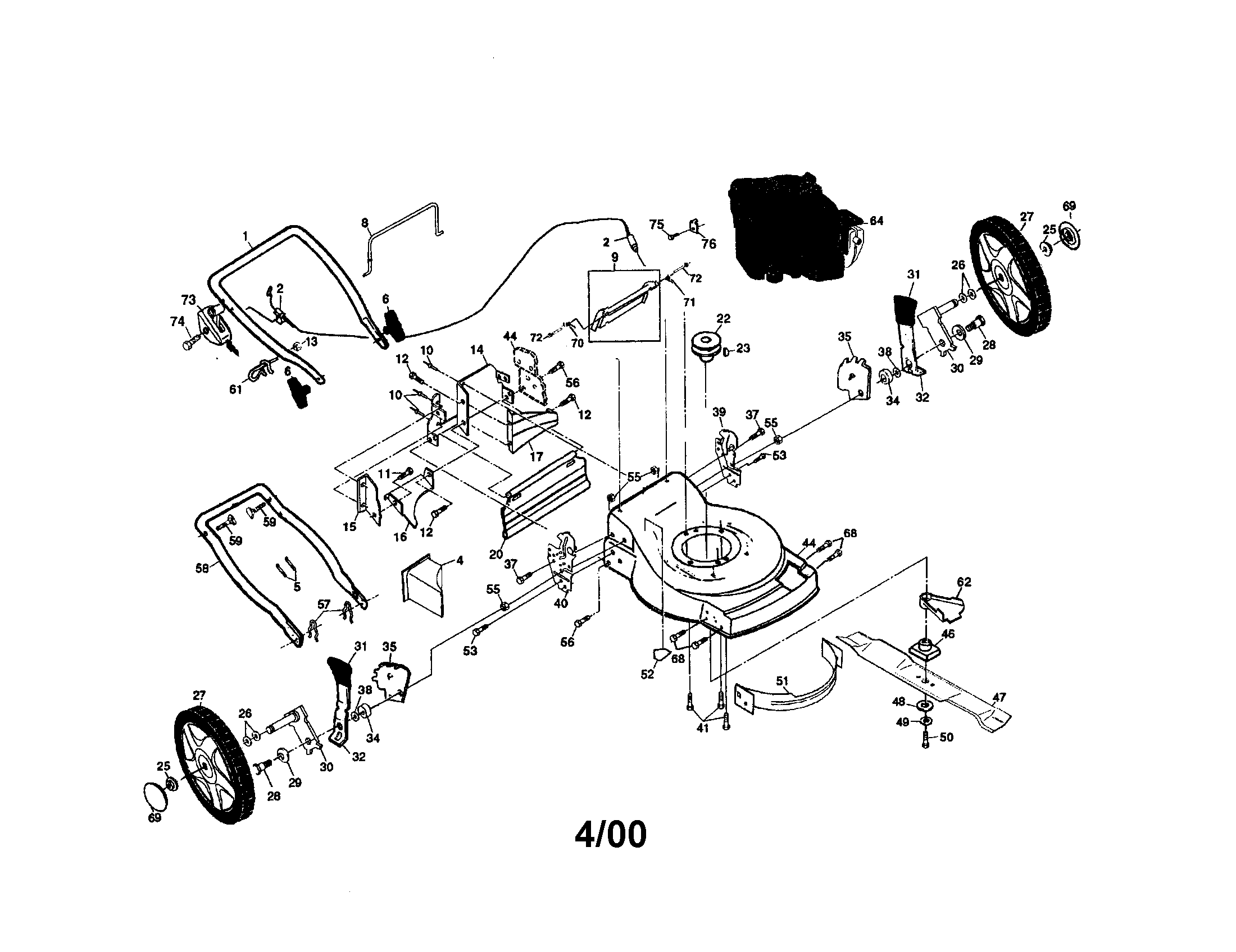 Craftsman 917377140 rotary lawn mower diagram