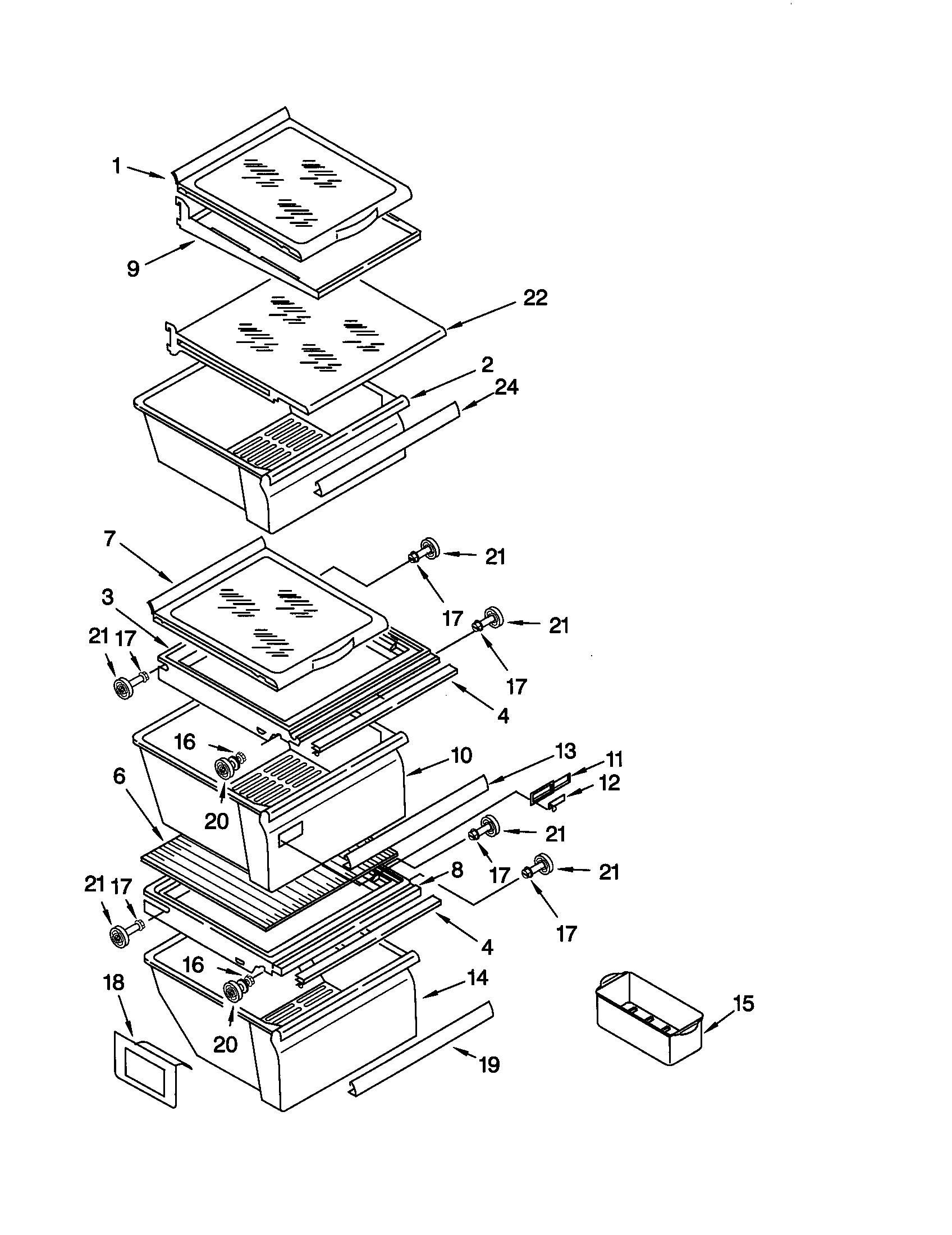 Kenmore 10659299992 refrigerator shelf diagram