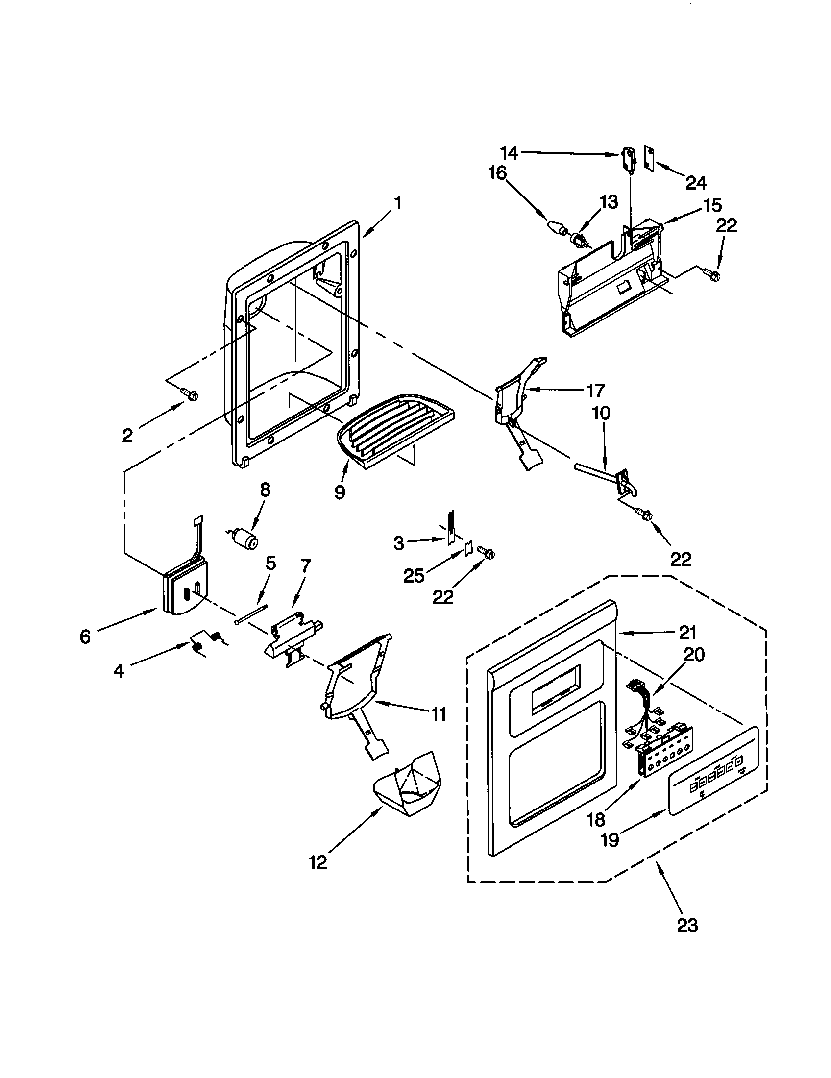 Kenmore 10659299992 dispenser front diagram
