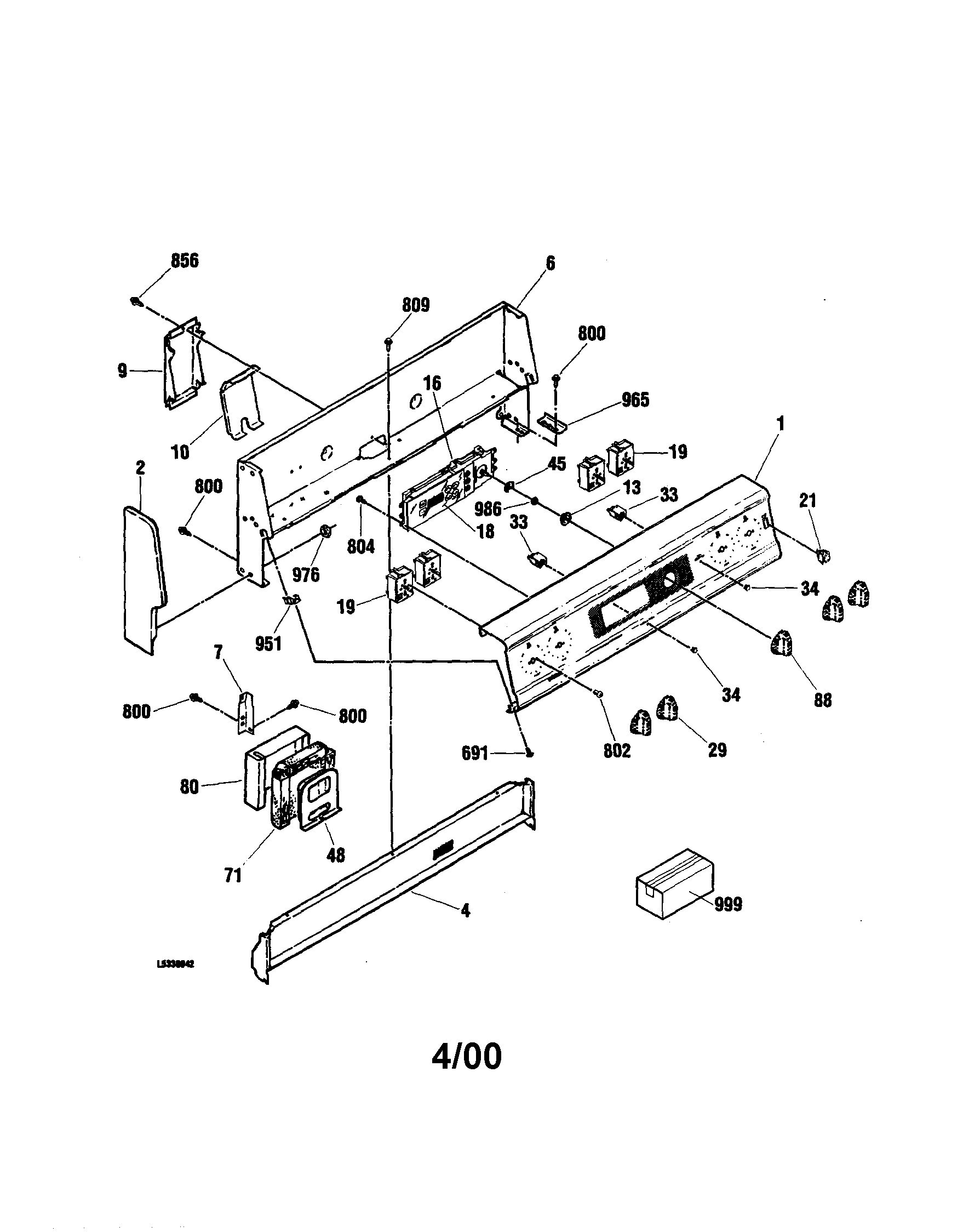 Kenmore 91195479891 backguard section diagram