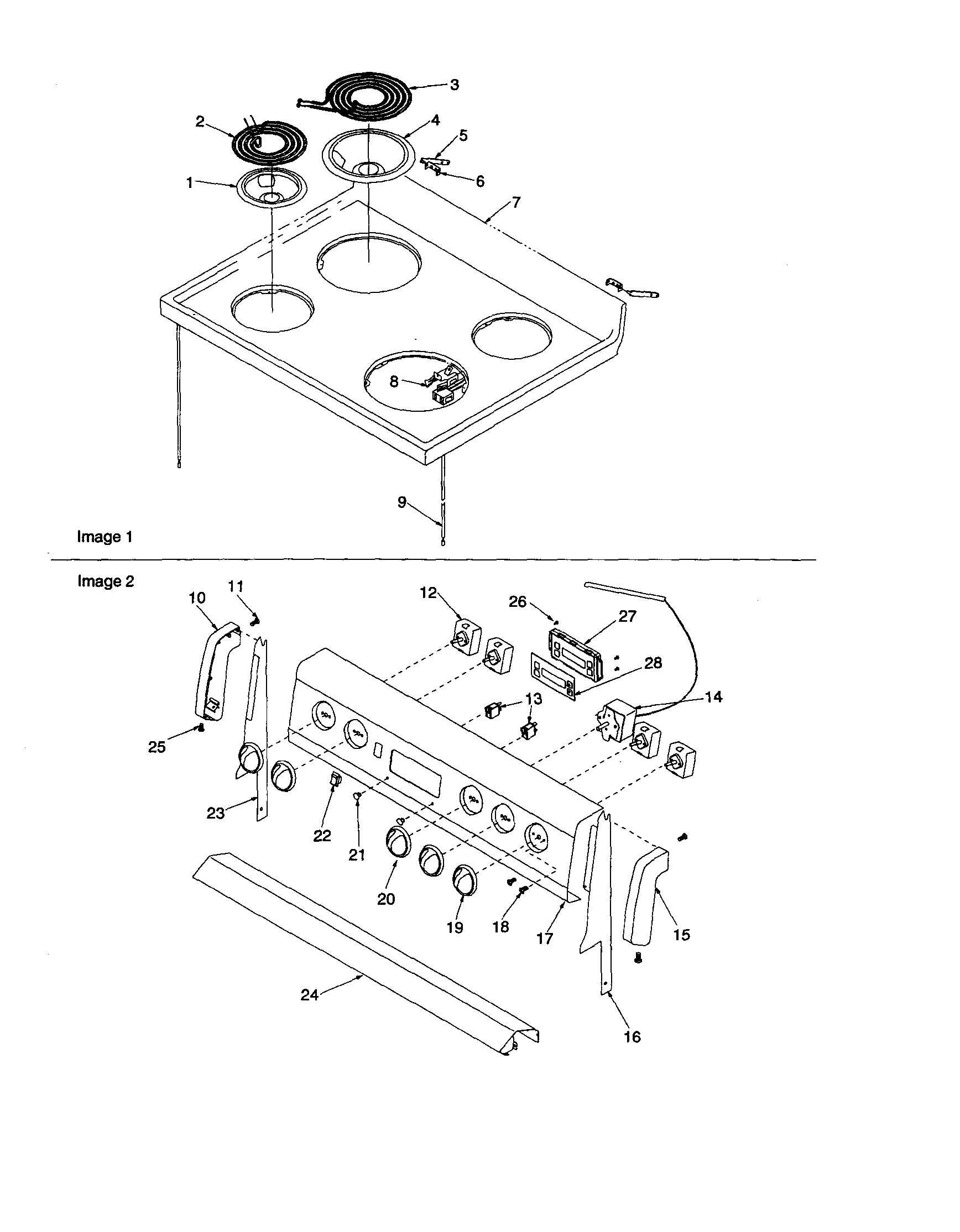 Caloric CSR3602WW/P1143838NWW main top and backguard diagram