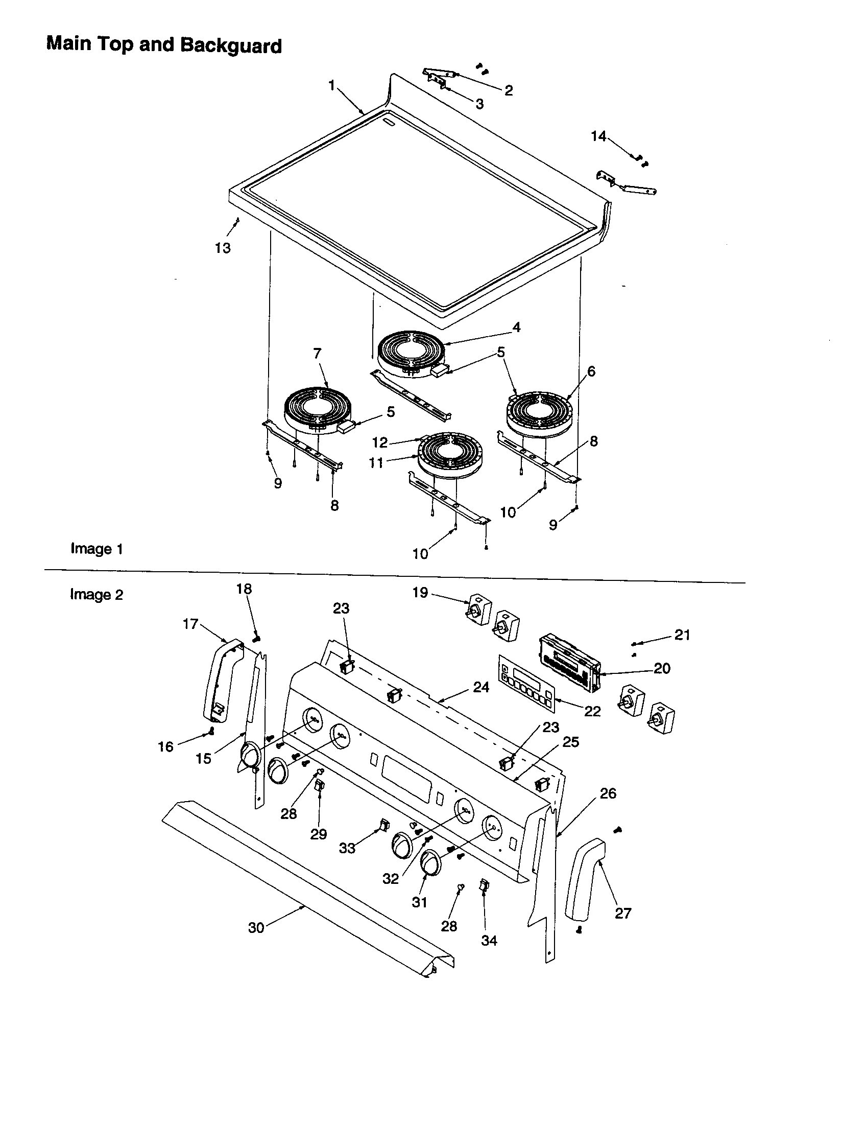 Caloric CSTC7512WW/P1143842NWW main top and backguard diagram
