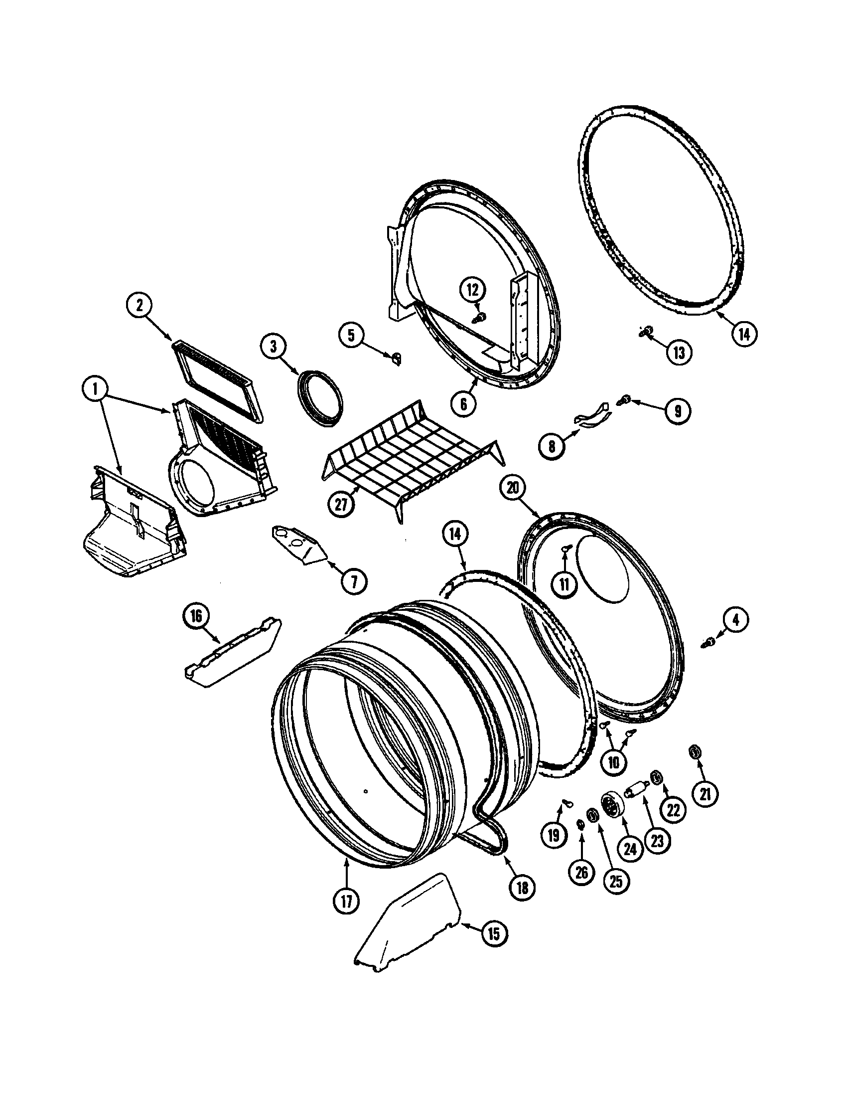 Maytag MDE5000AYQ tumbler diagram