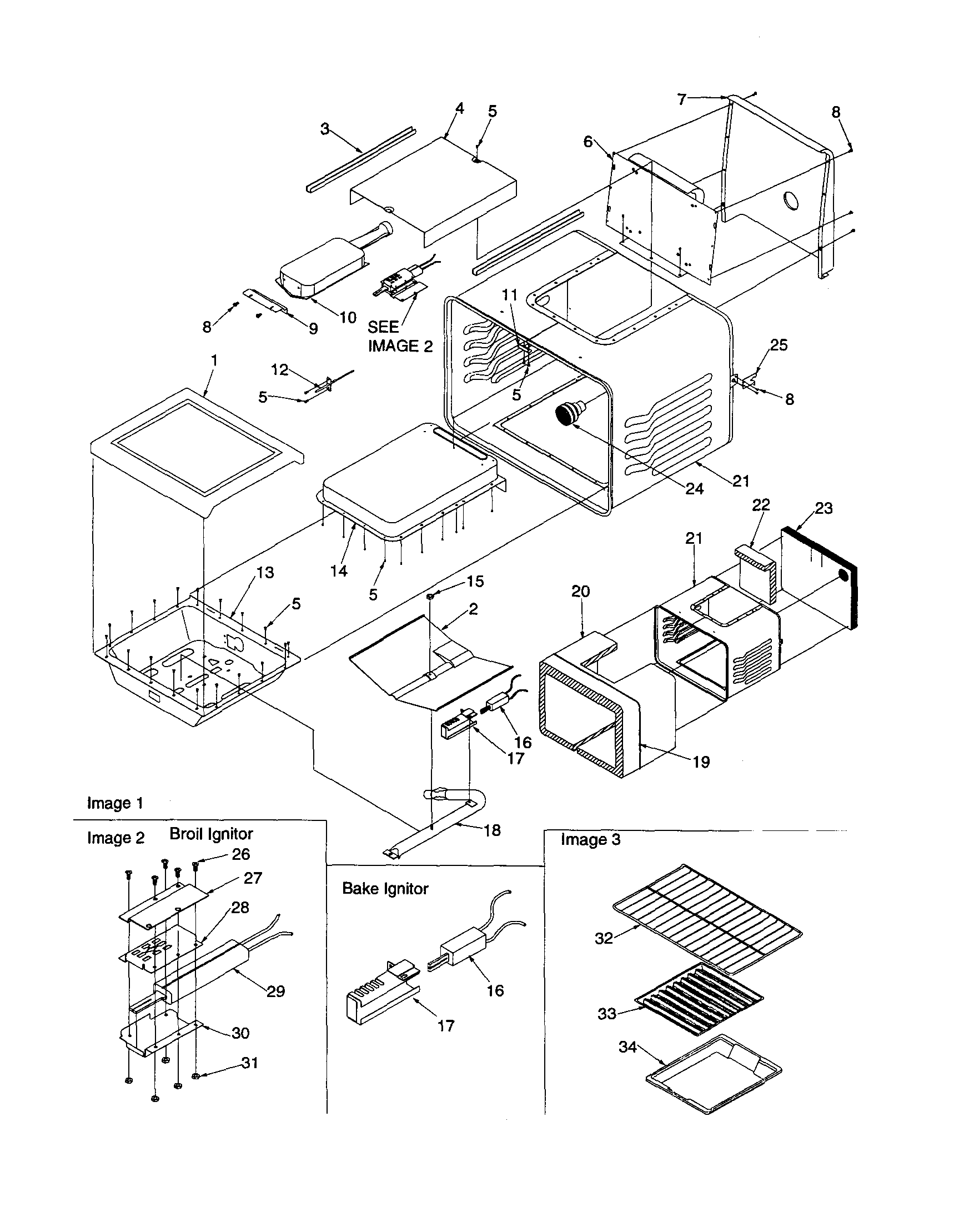Caloric CSG7601WW/P1143398NWW cavity diagram