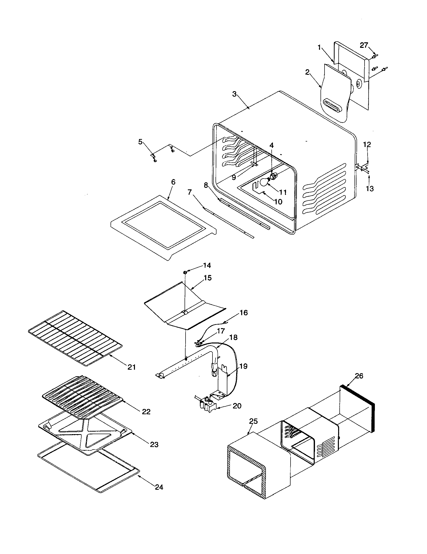 Caloric CSG3601W/P1143396NW cavity diagram