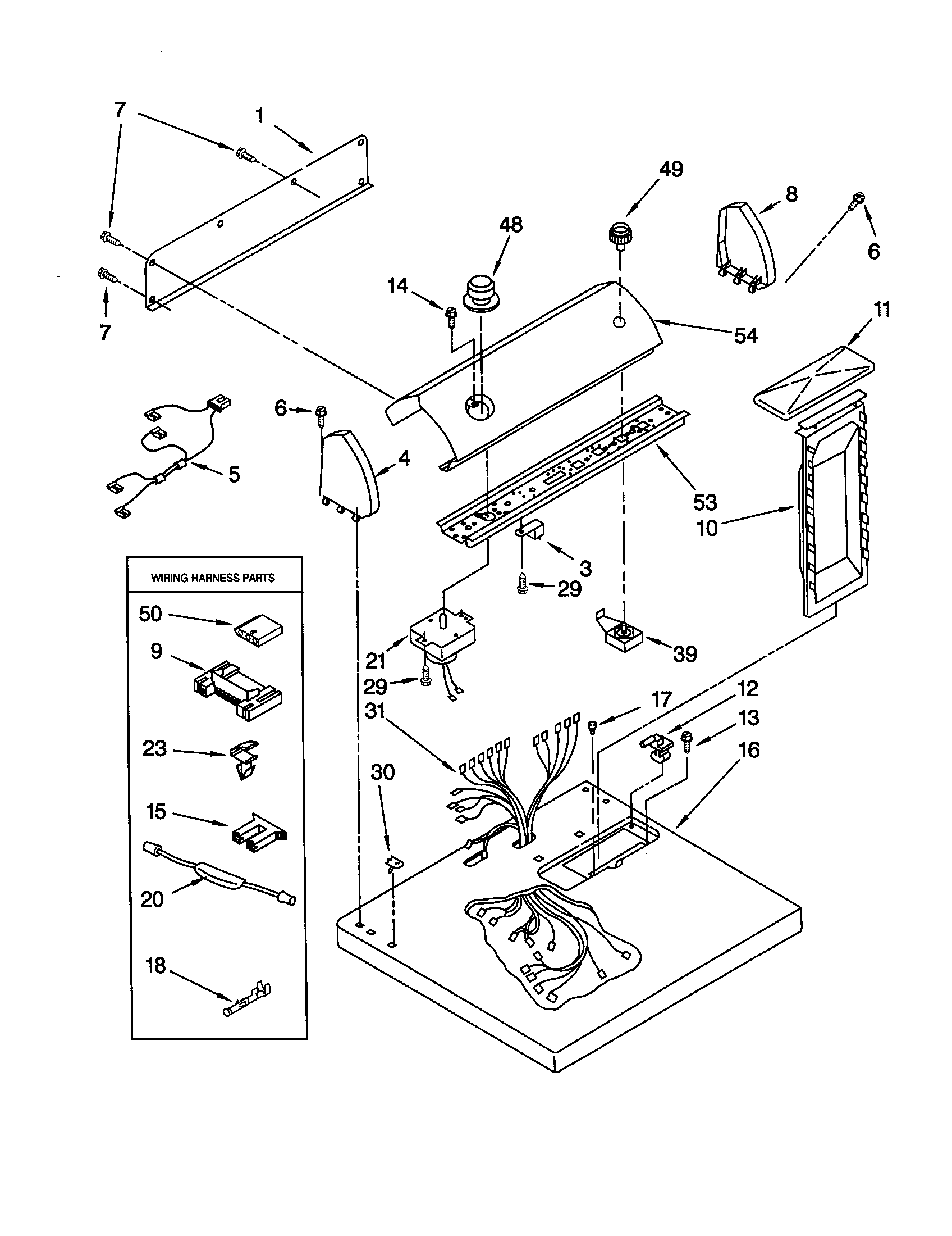 Whirlpool LER5636JQ0 top and console diagram