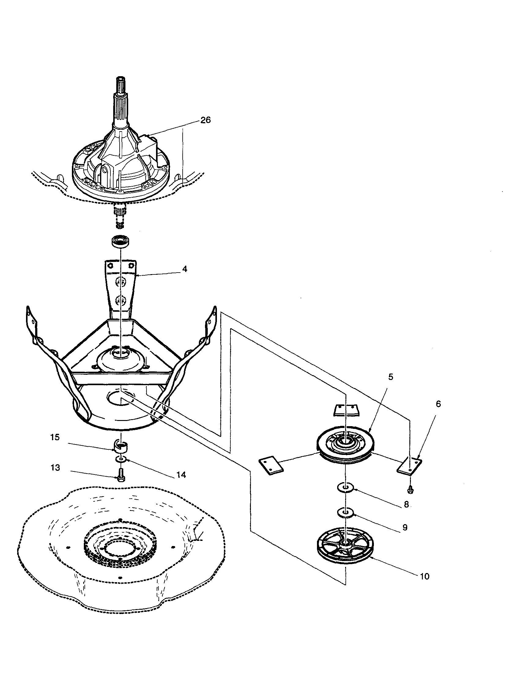 Amana ALW210RAW-PALW210RAW bearing, brake and pulley diagram