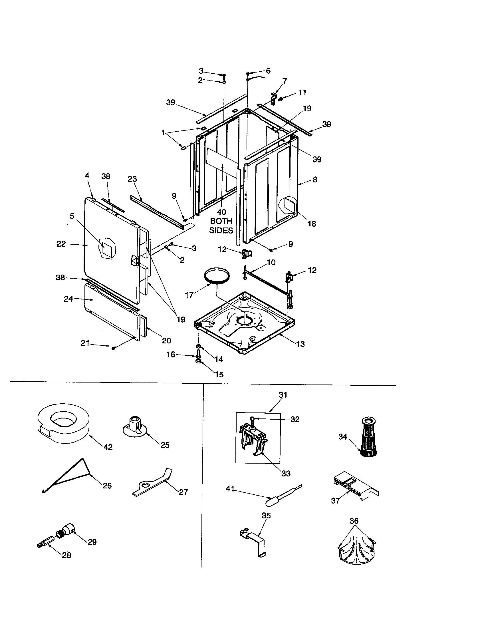 Amana ALW210RAW-PALW210RAW front base and cabinet diagram