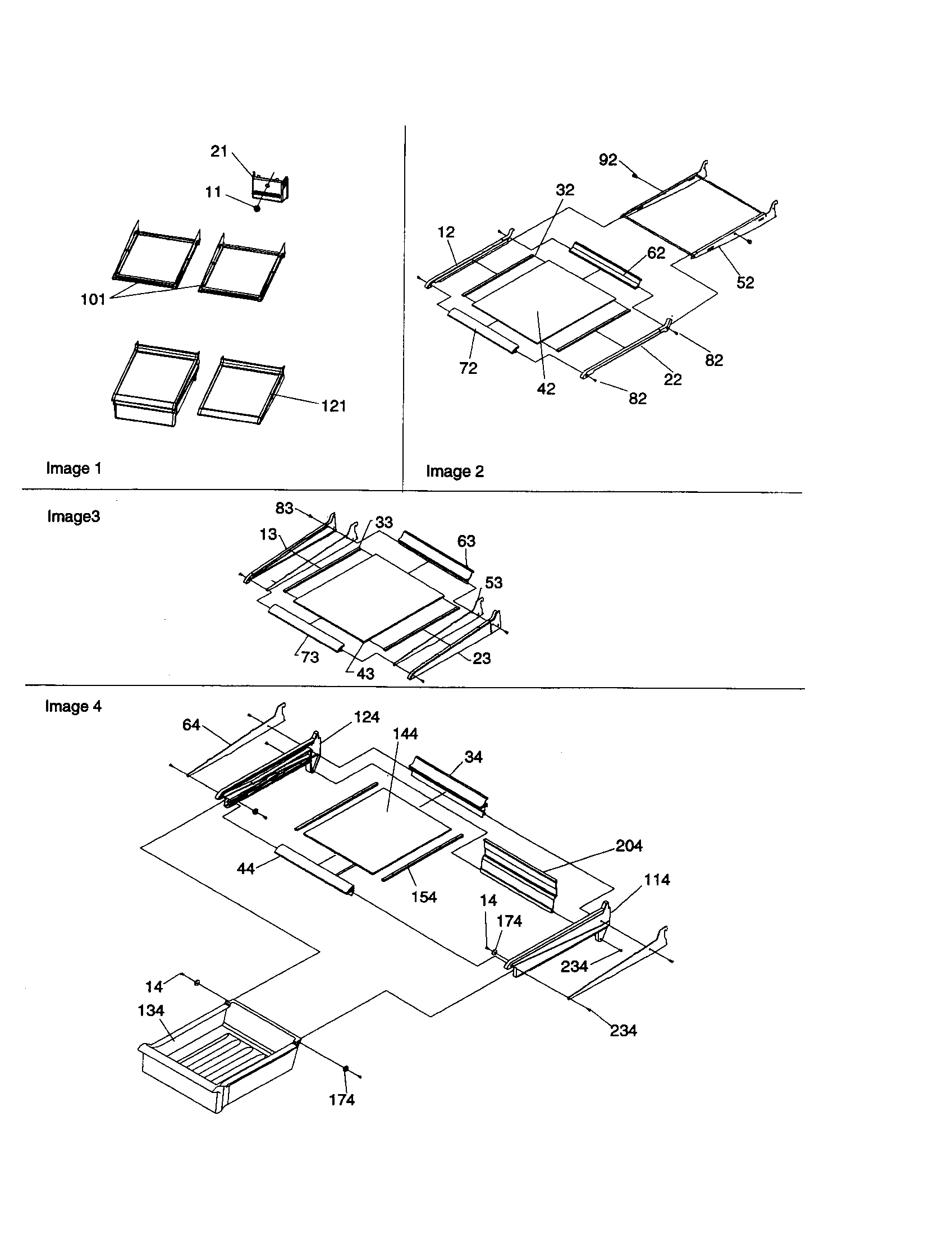 Amana BR18VL-P1320703WL shelf and meatkeeper assembly diagram