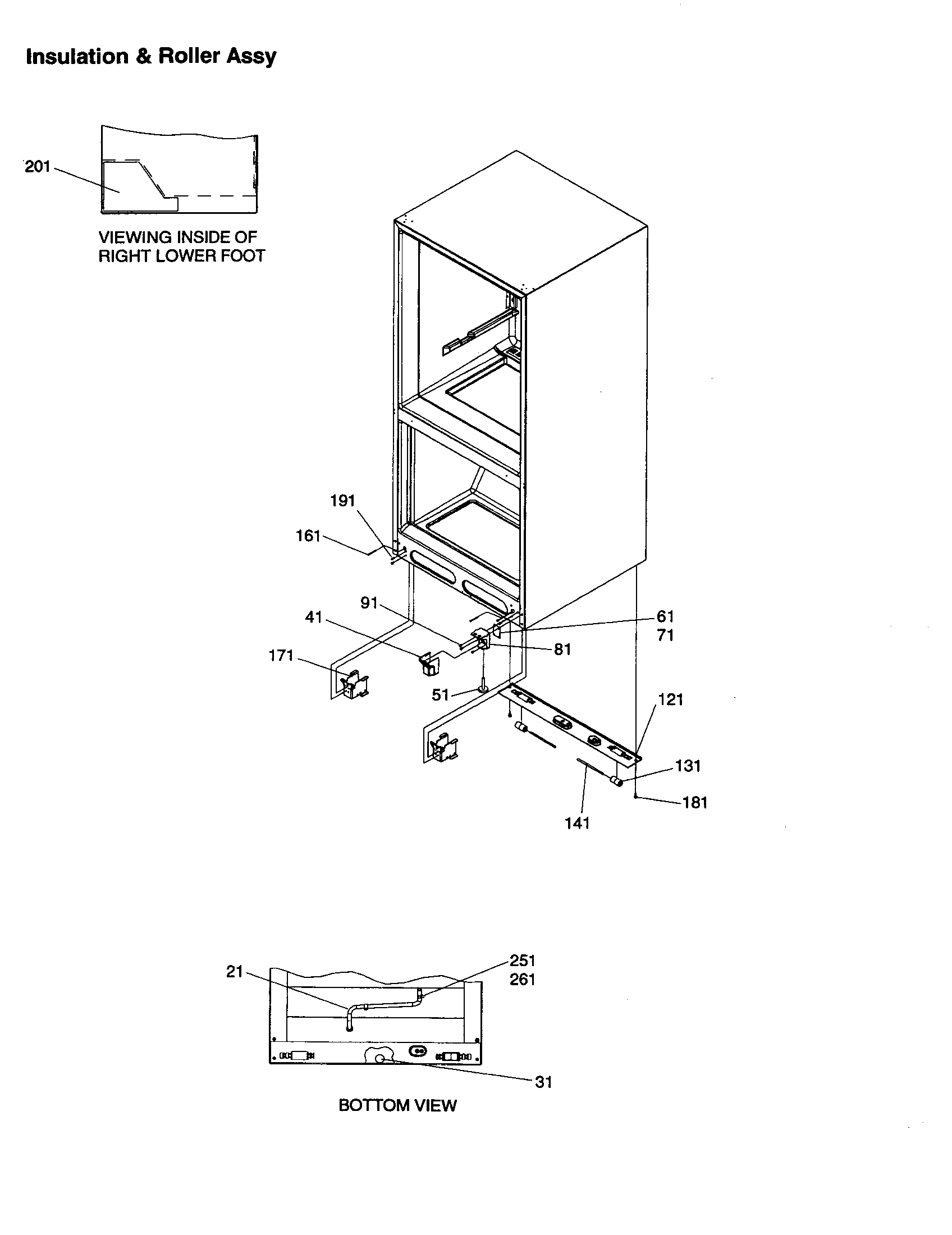 Amana BR18VL-P1320703WL insulation and roller assembly diagram