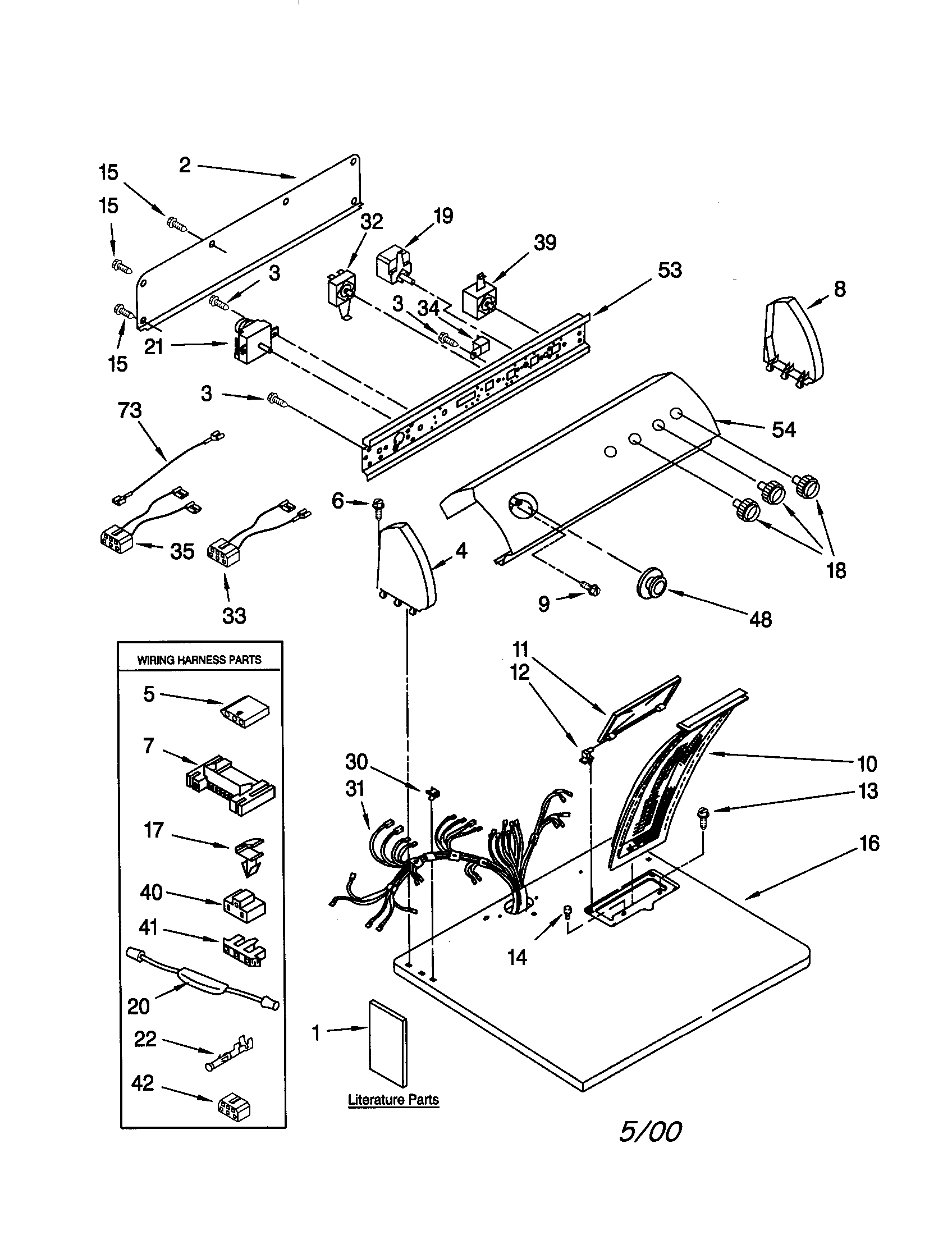 Whirlpool LER5644JQ0 top and console diagram