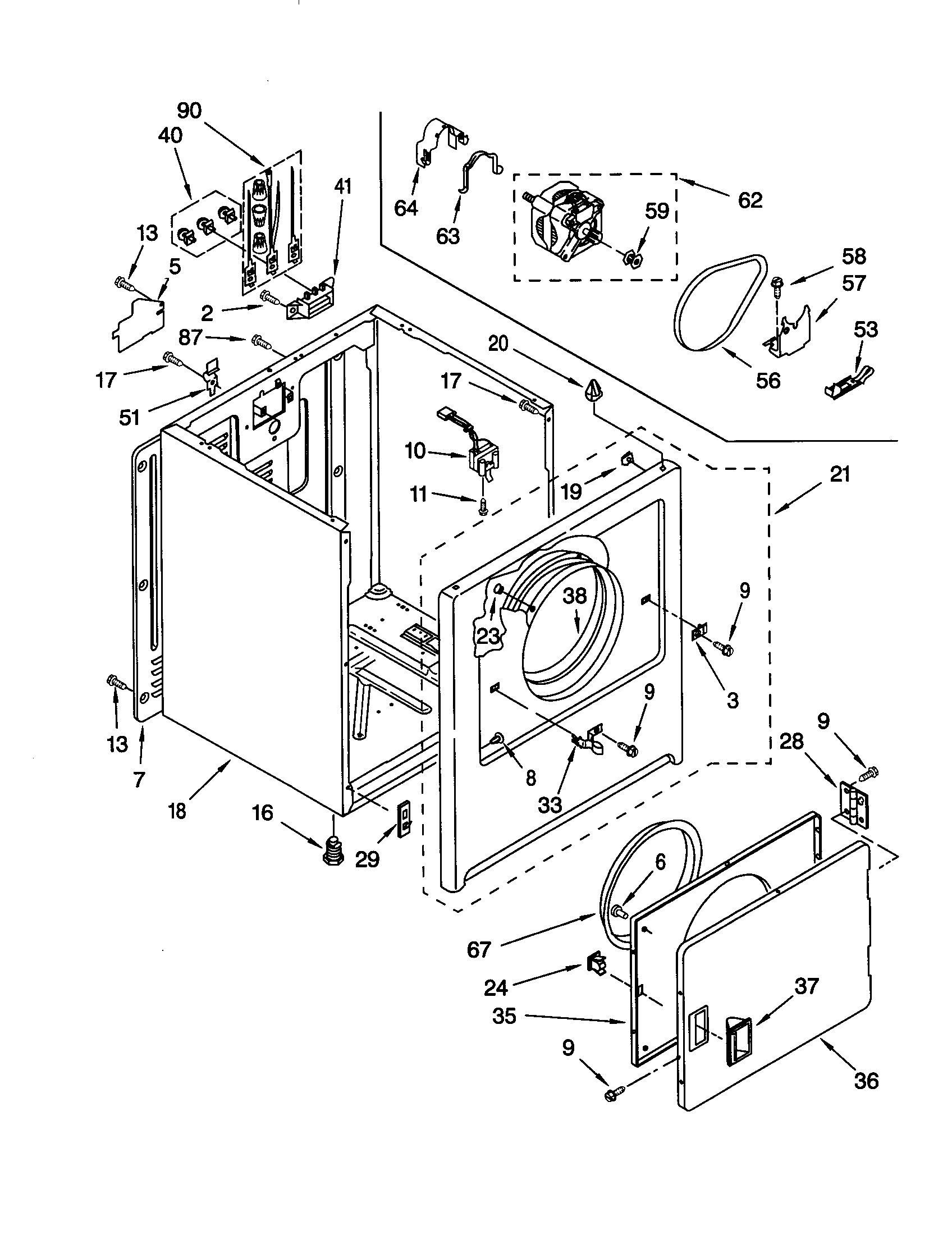 Whirlpool LER5644JQ0 cabinet diagram