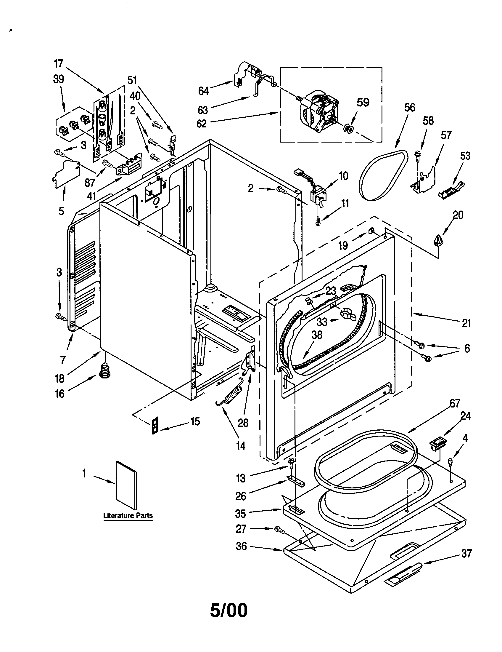 Whirlpool LEQ8858JQ0 cabinet diagram