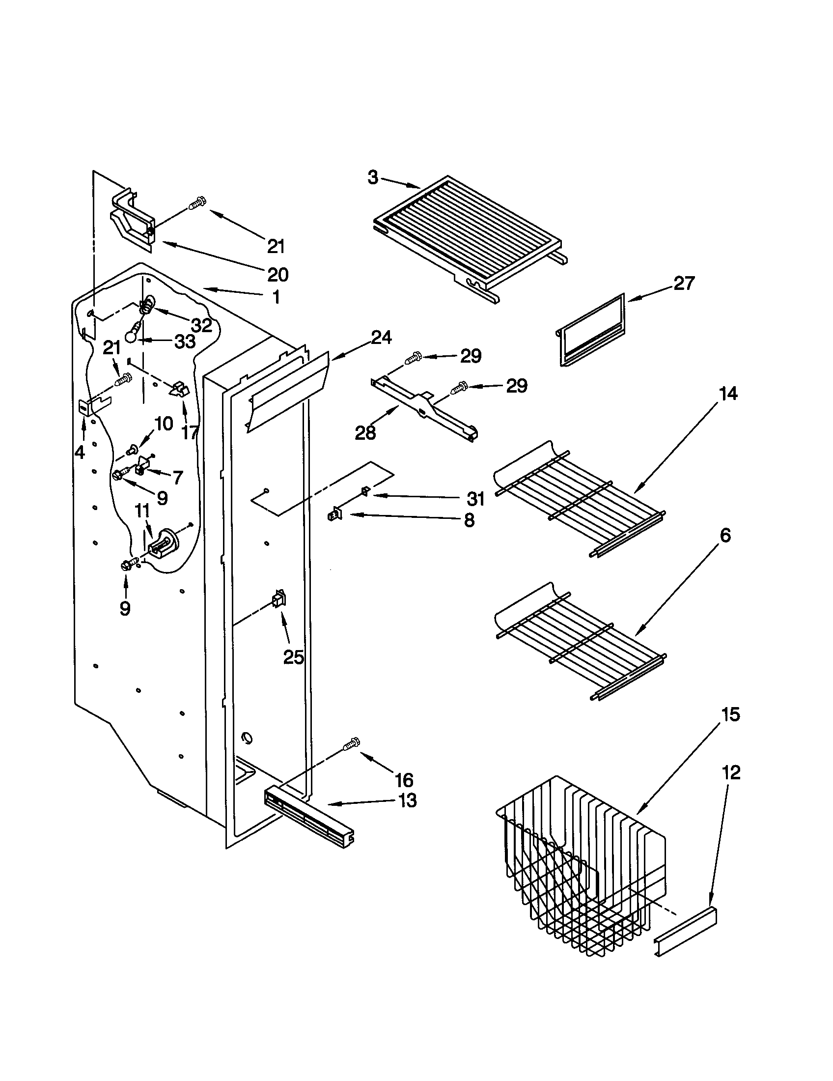 Kenmore 10659787991 freezer liner diagram