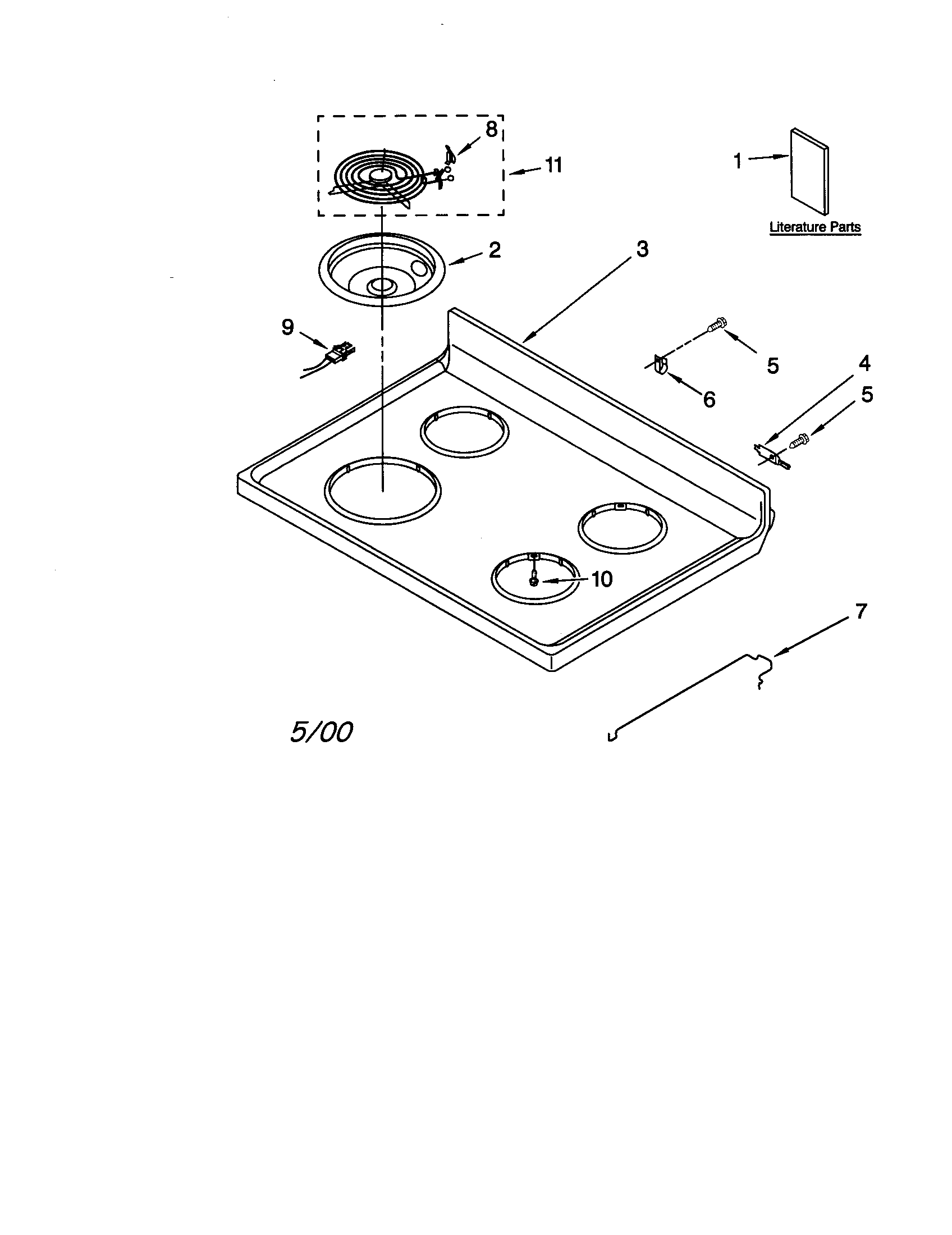 Whirlpool RF370PXGQ1 cooktop diagram
