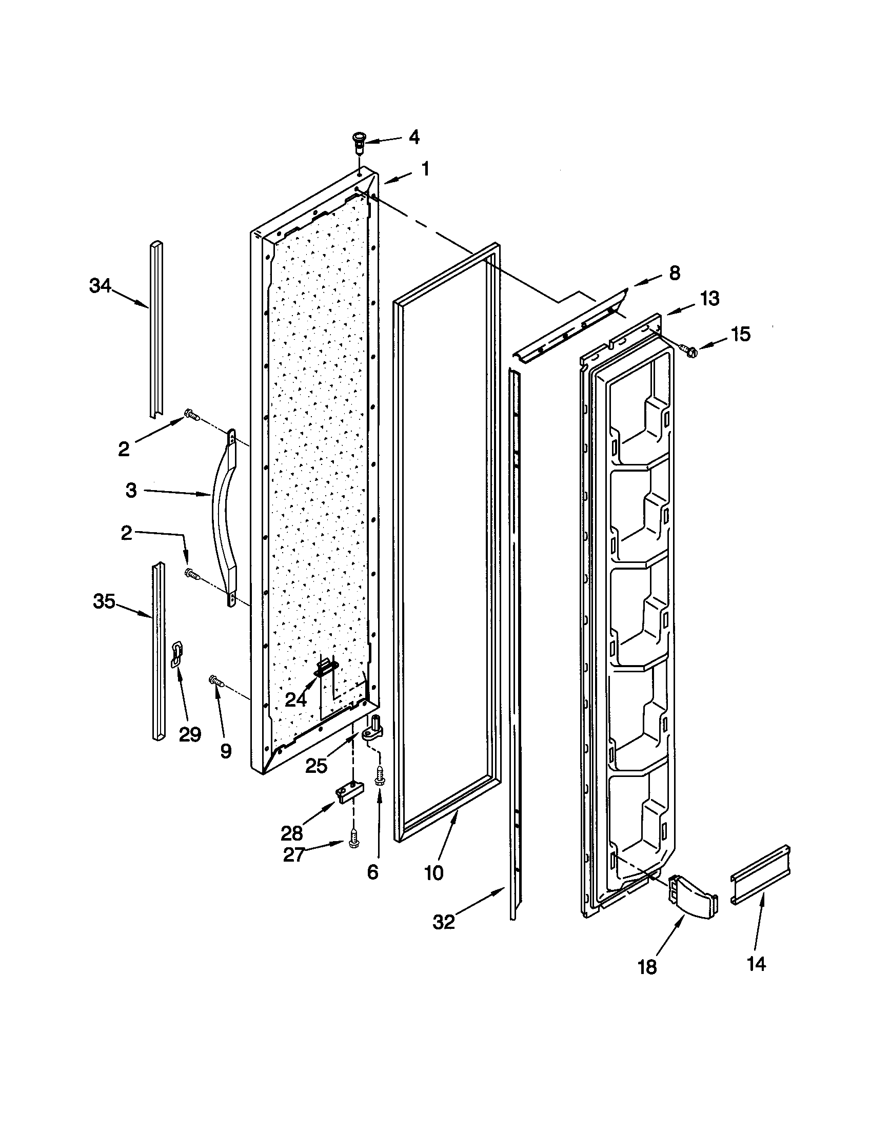 Kenmore 10648062892 freezer door diagram