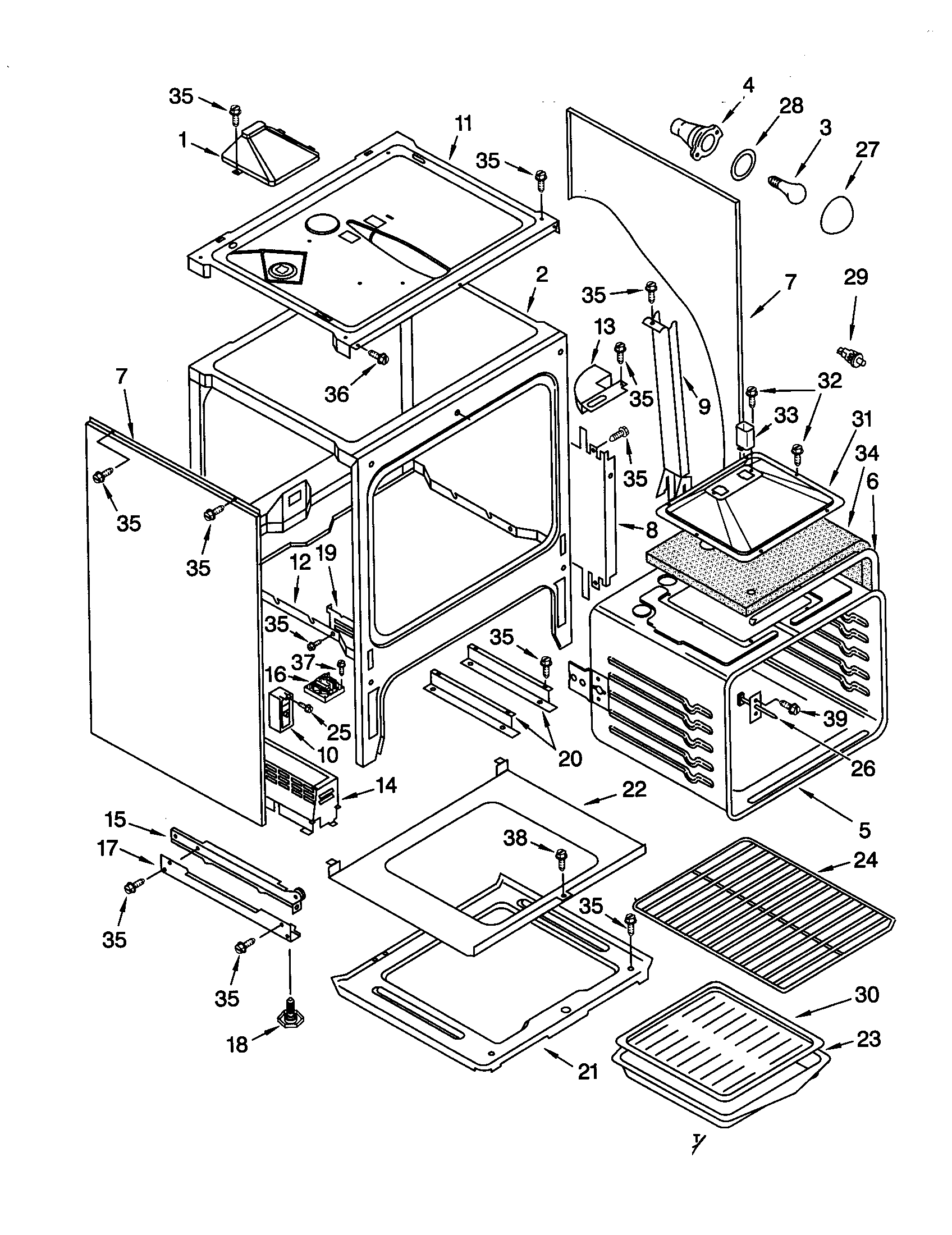 Whirlpool GW395LEGB2 oven chassis diagram