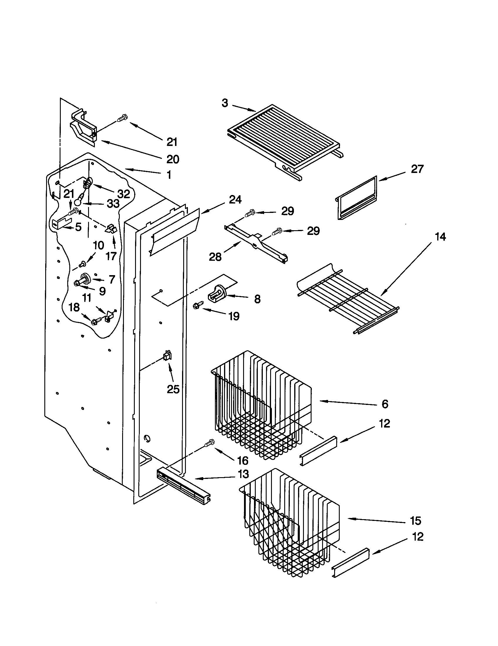 Kenmore 10659507992 freezer liner diagram