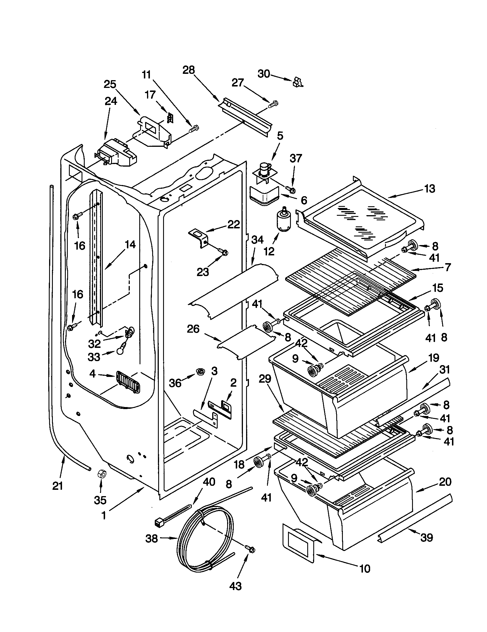 Kenmore 10659512991 refrigerator liner diagram