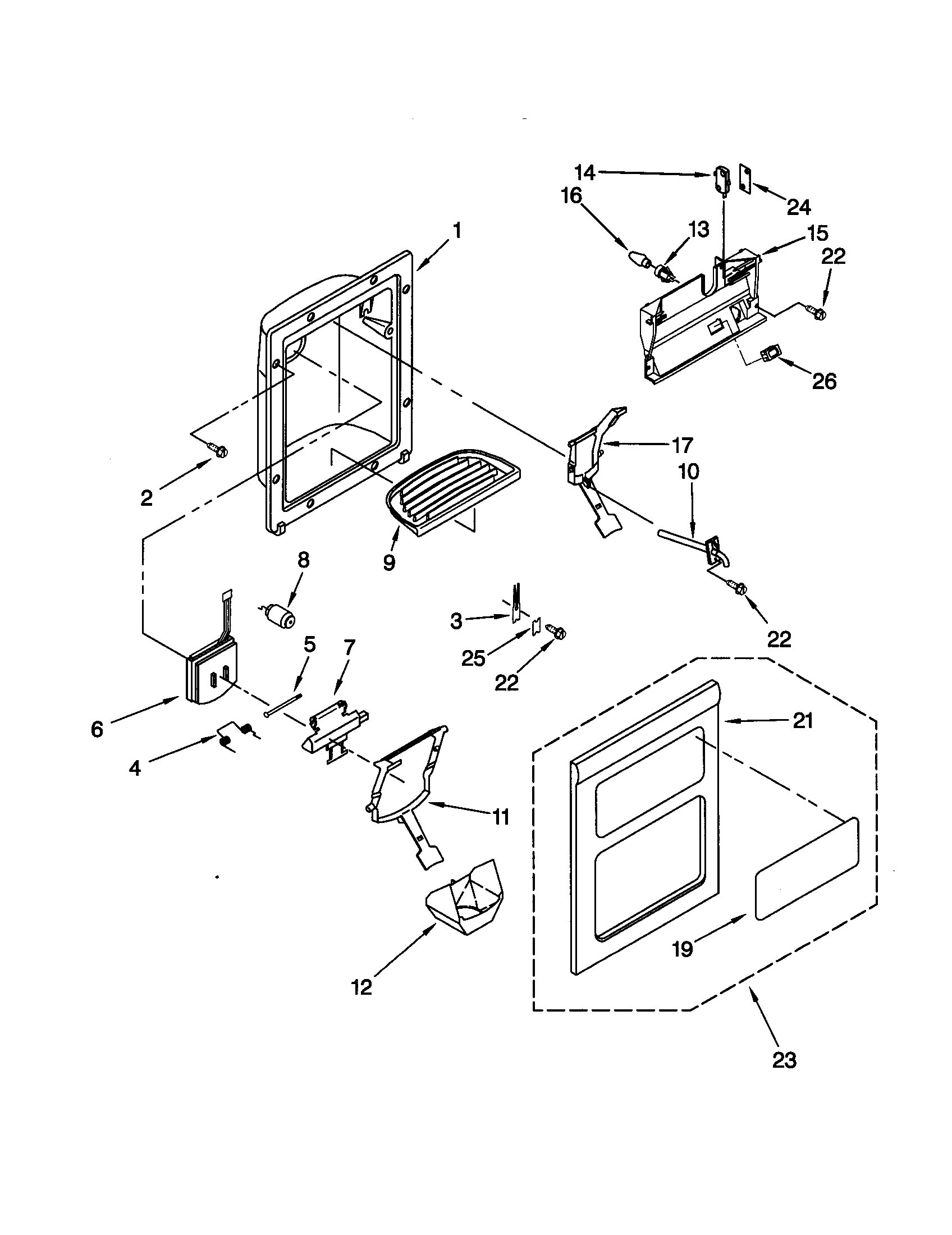 Kenmore 10659512991 dispenser front diagram