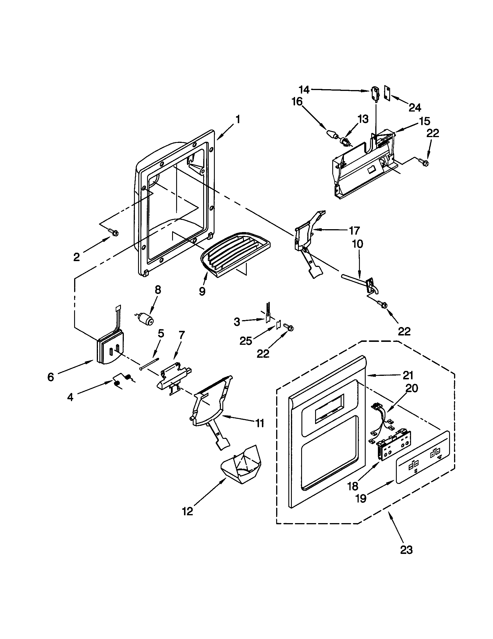 Kenmore 10659545992 dispenser front diagram