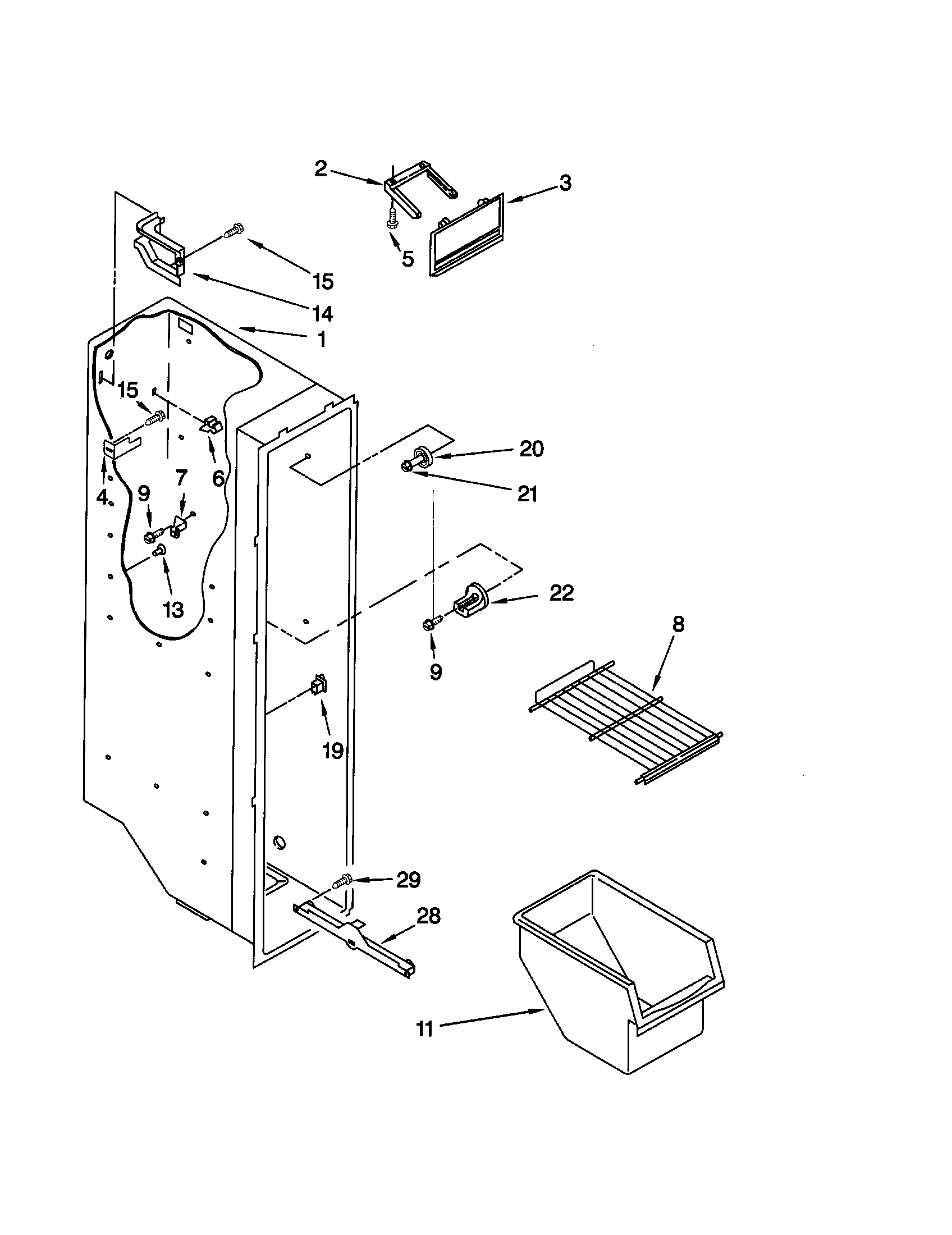Kenmore 10659212991 freezer liner diagram