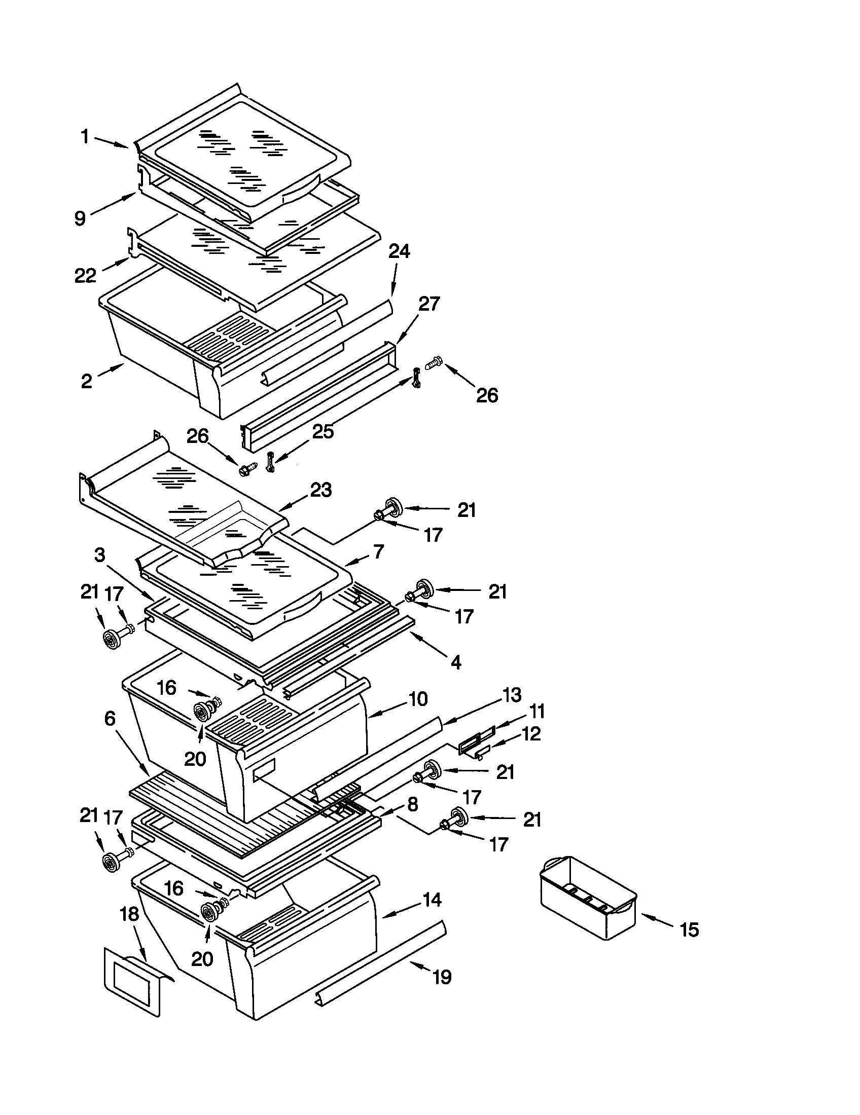 Kenmore 10659745992 refrigerator shelf diagram