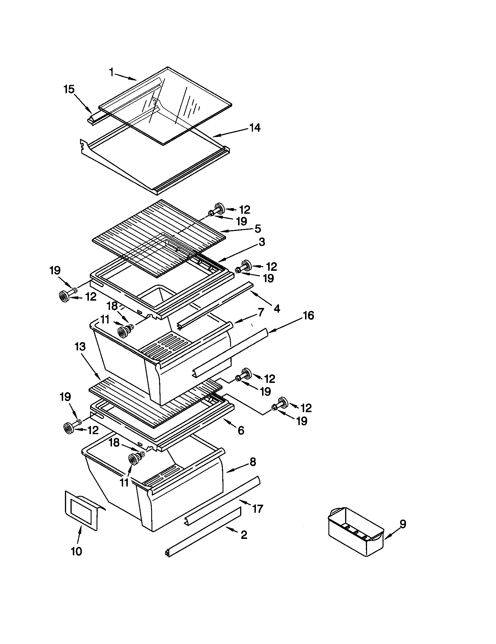 Kenmore 10659028992 refrigerator shelf diagram