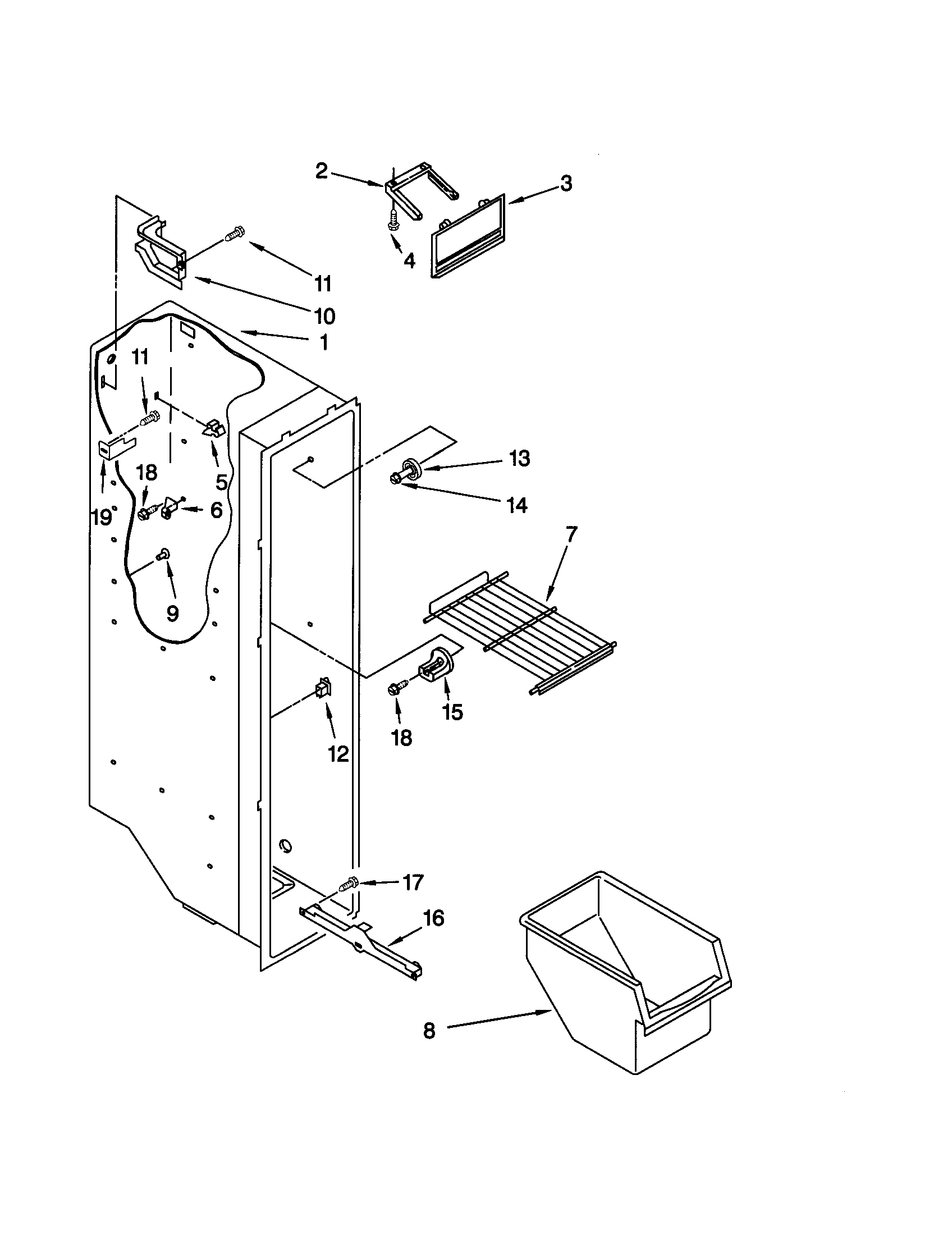 Kenmore 10659028992 freezer liner diagram