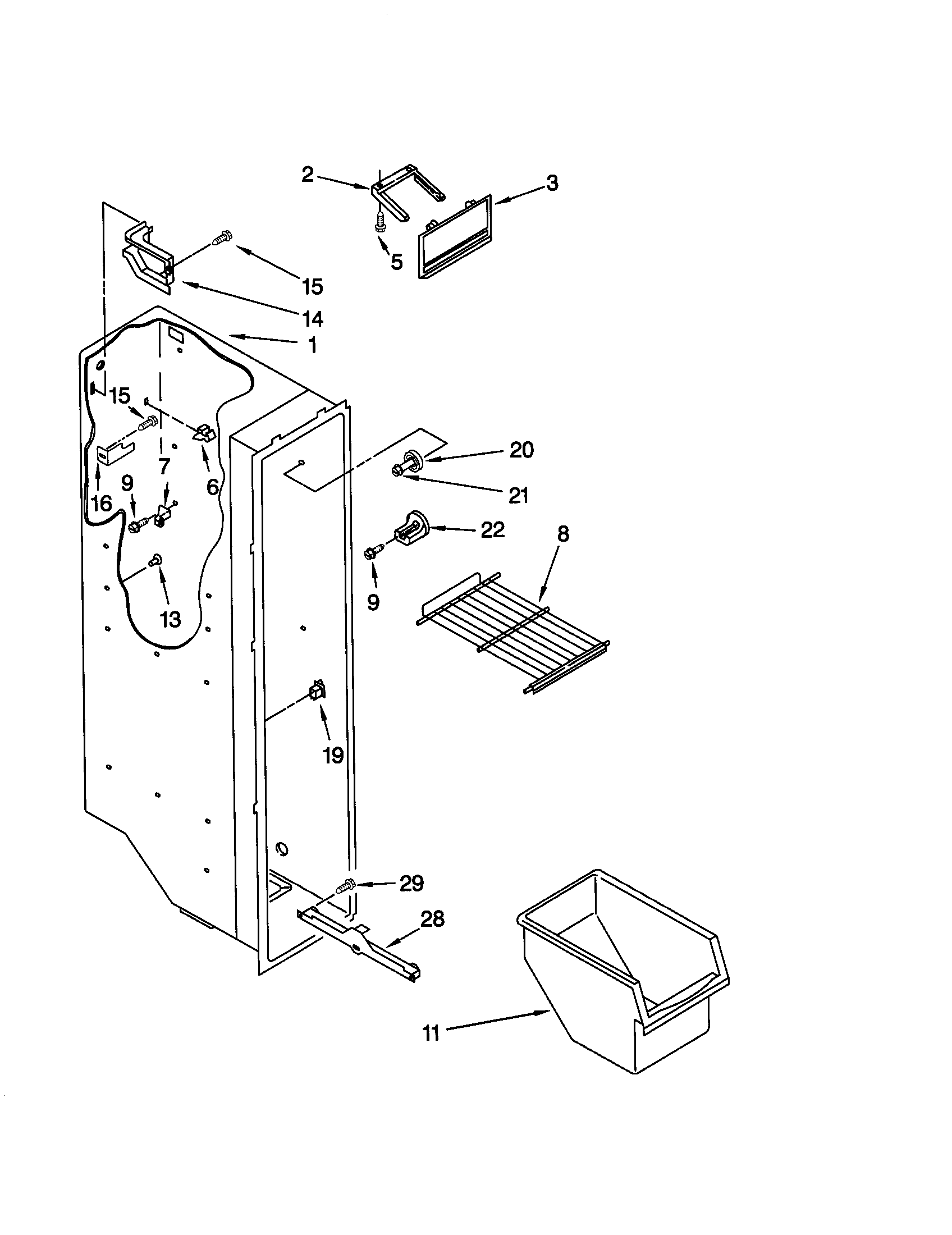 Kenmore 10659045992 freezer liner diagram