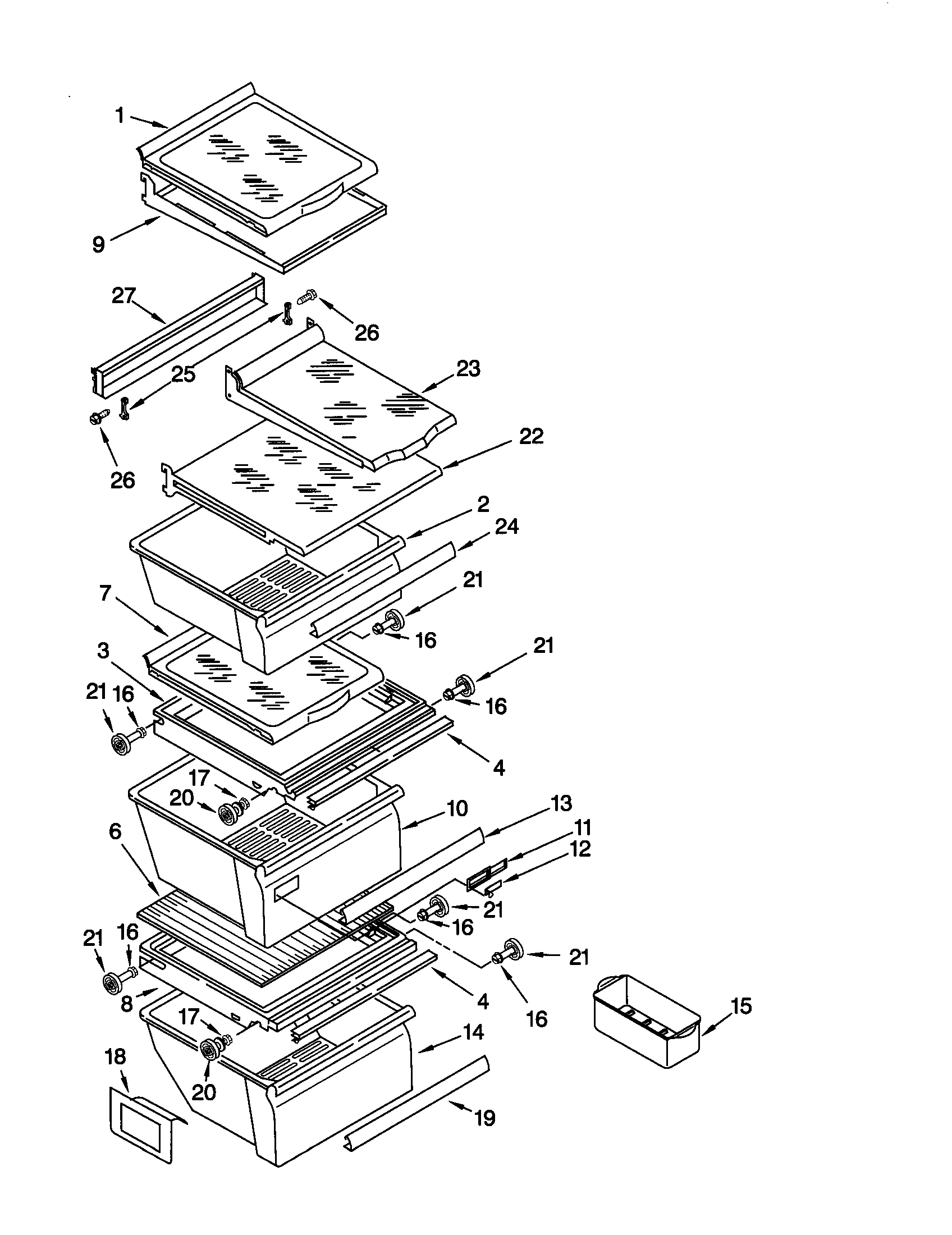 Kenmore 10659245992 refrigerator shelf diagram