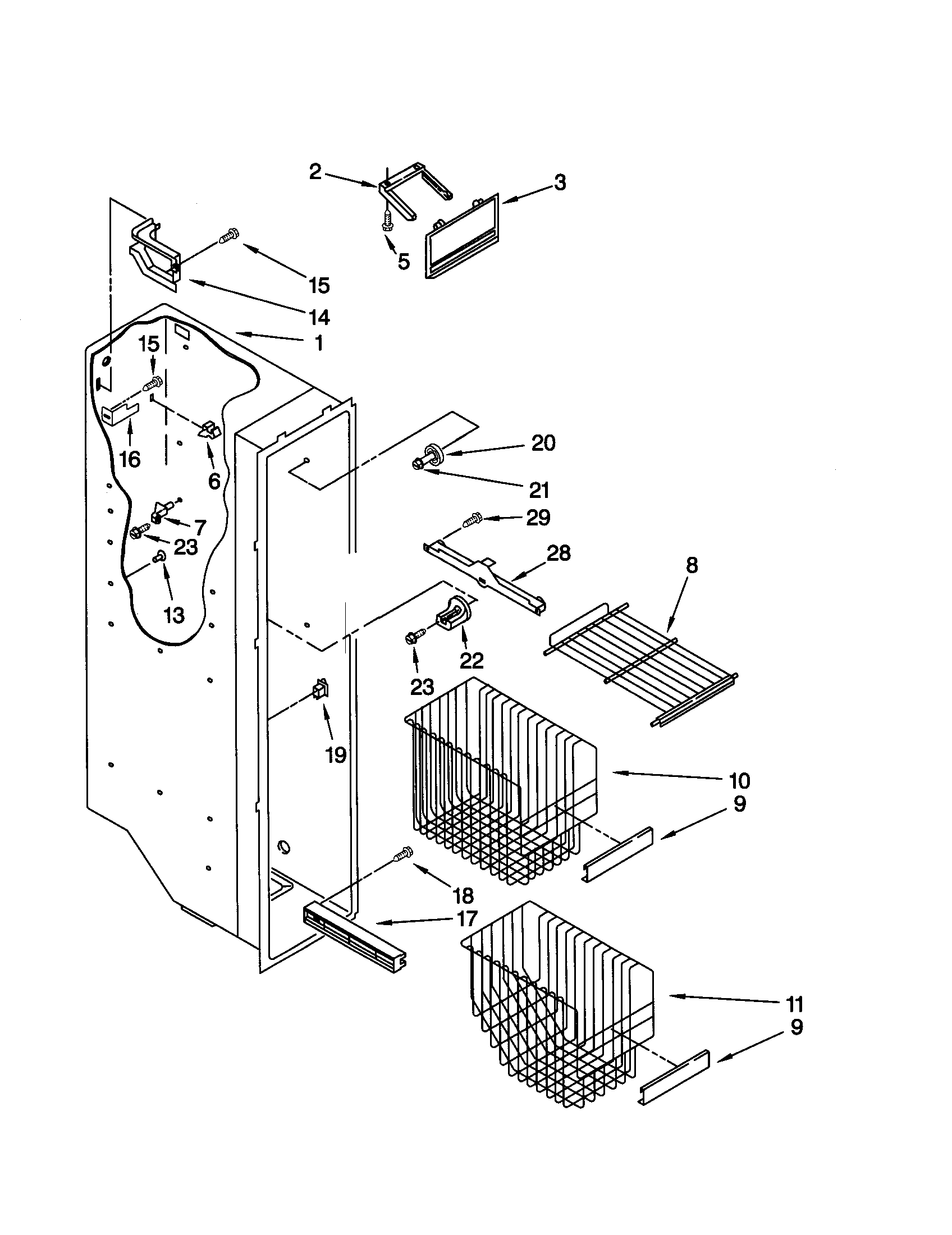 Kenmore 10659245992 freezer liner diagram