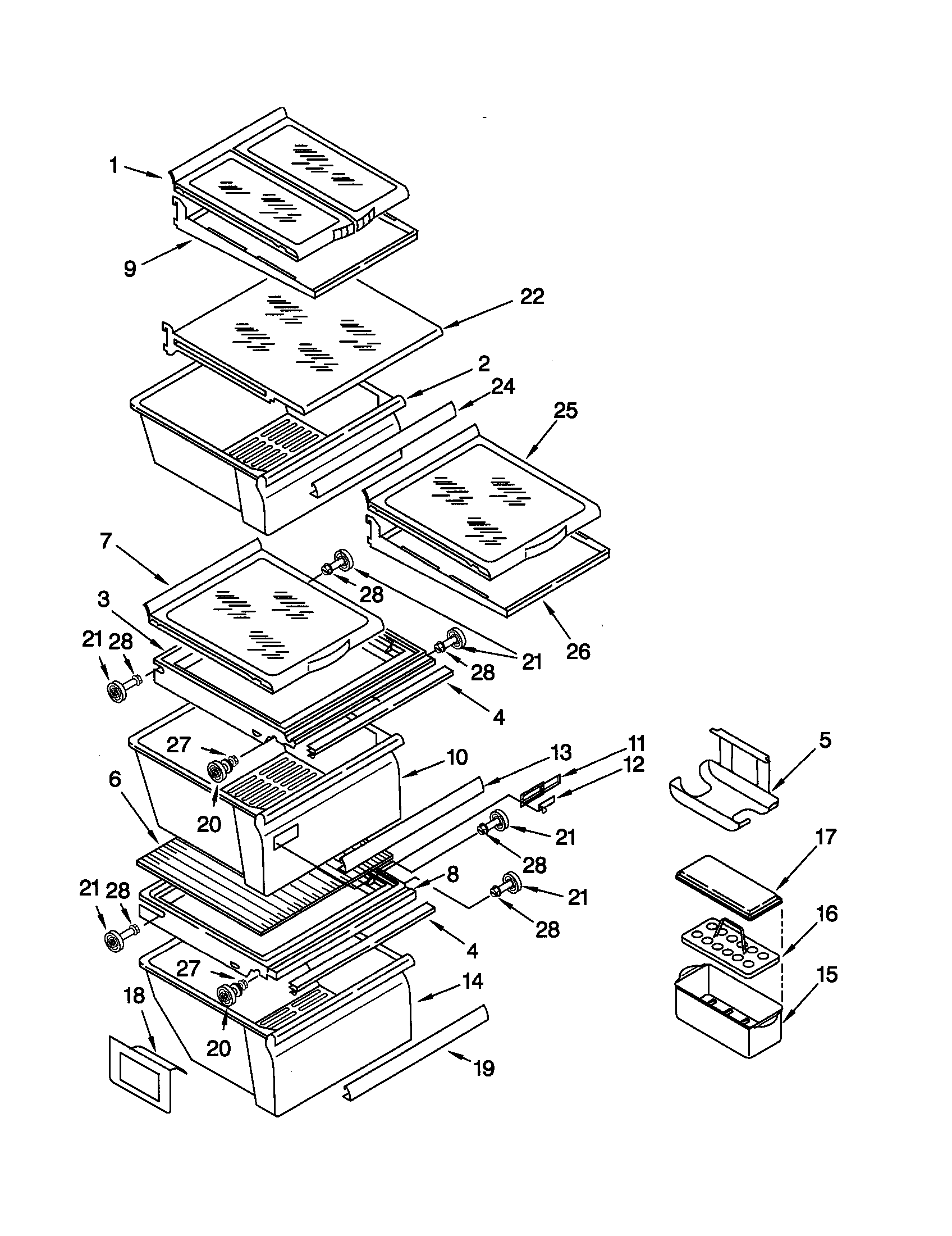 Kenmore Elite 10650594001 refrigerator shelf diagram