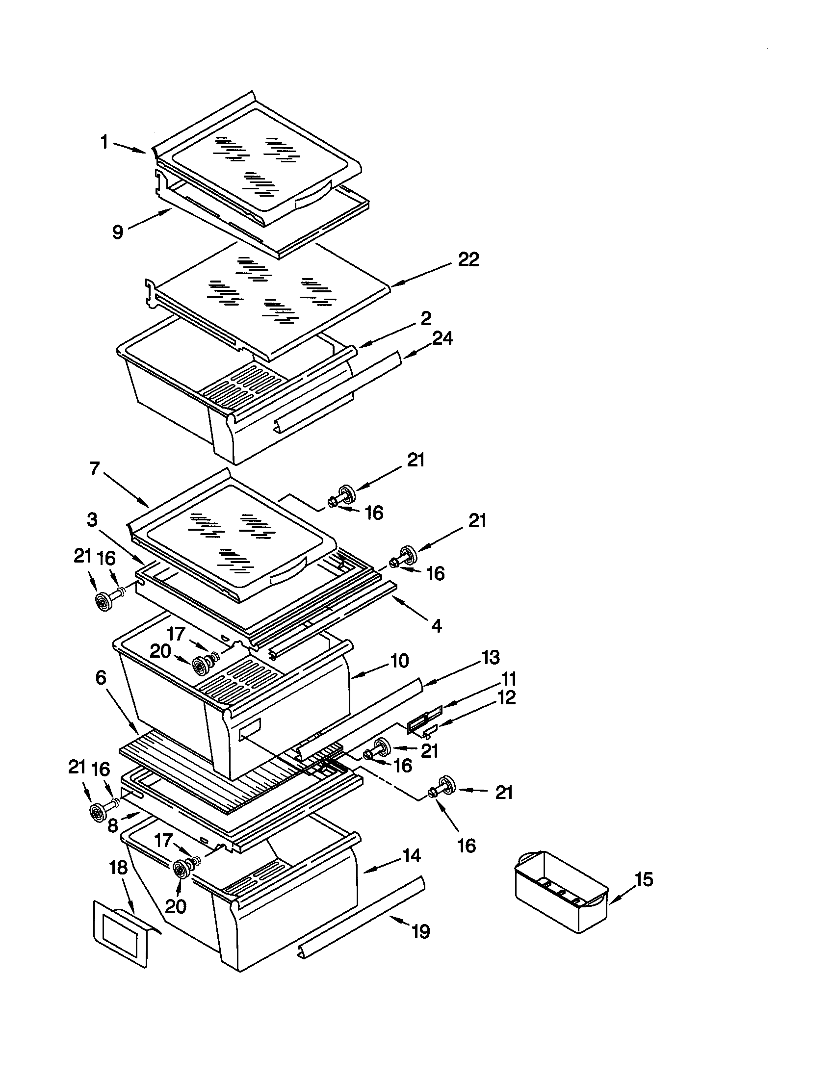 Kenmore 10659769991 refrigerator shelf diagram