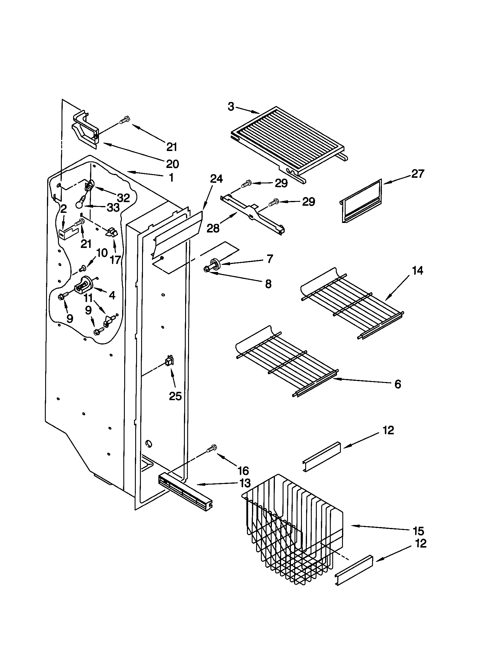 Kenmore 10659769991 freezer liner diagram