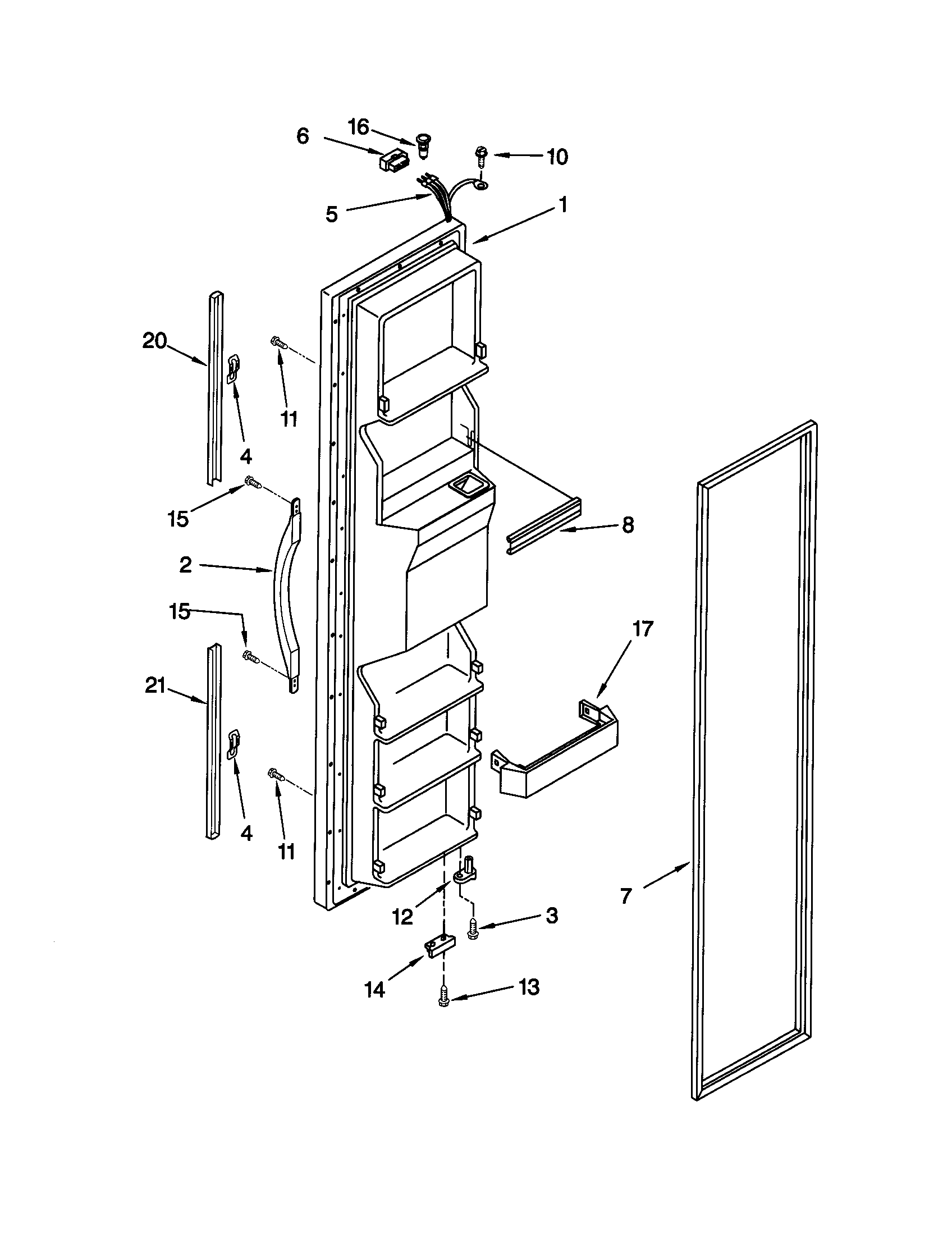 Kenmore 10659769991 freezer door diagram