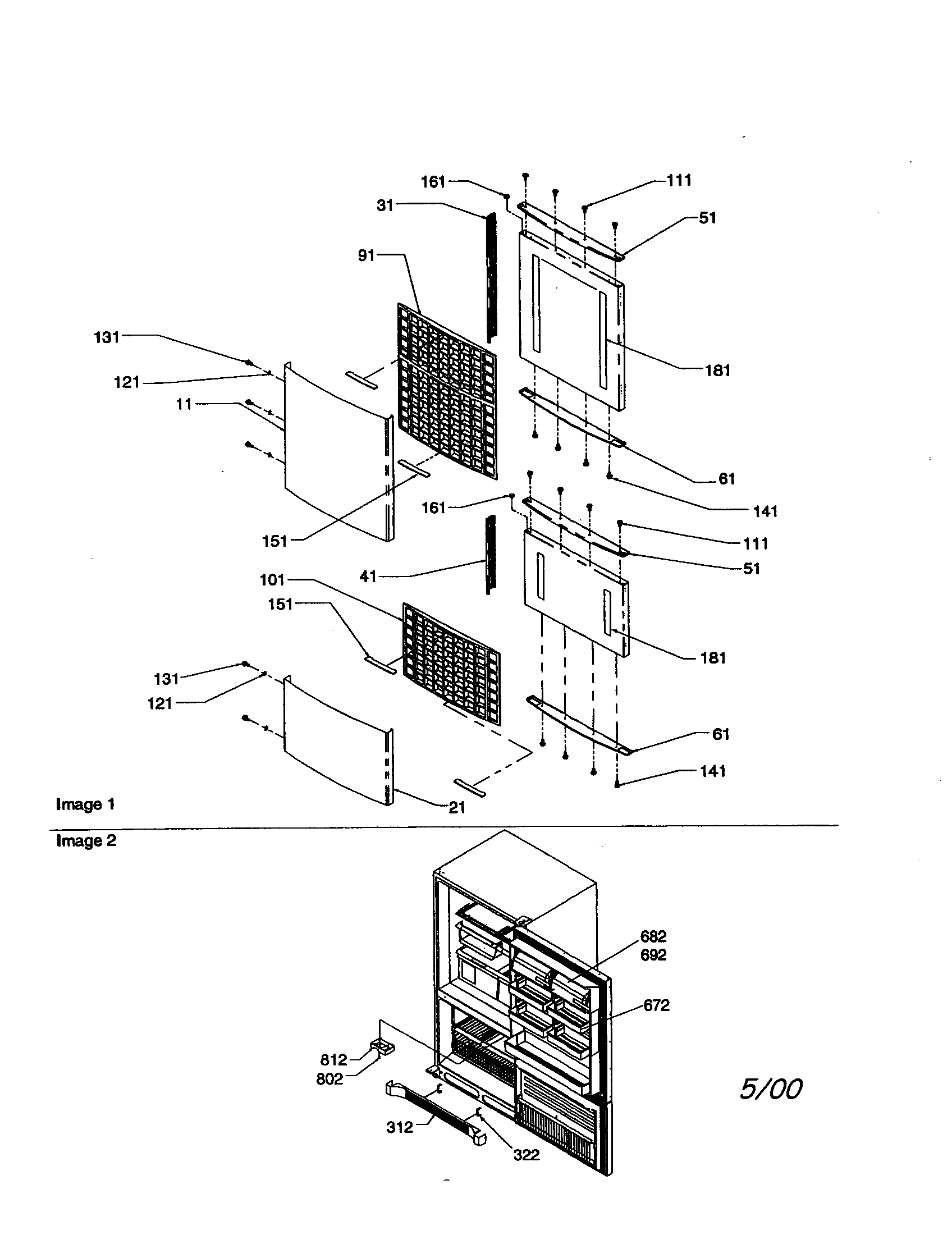 Kenmore 59670004001 door panel and grille diagram
