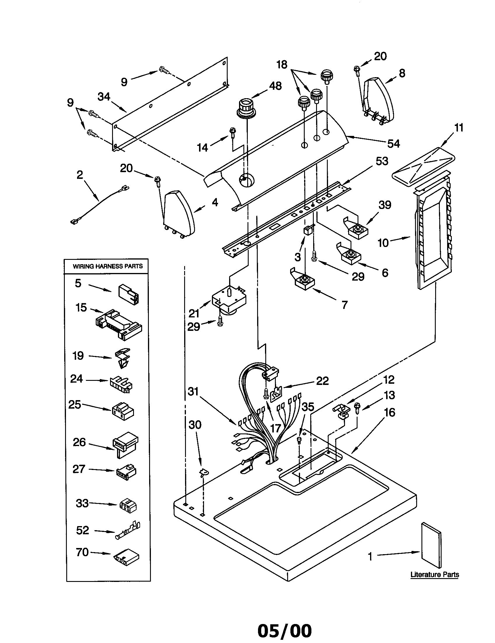 Whirlpool LGN2000JQ0 top and console diagram