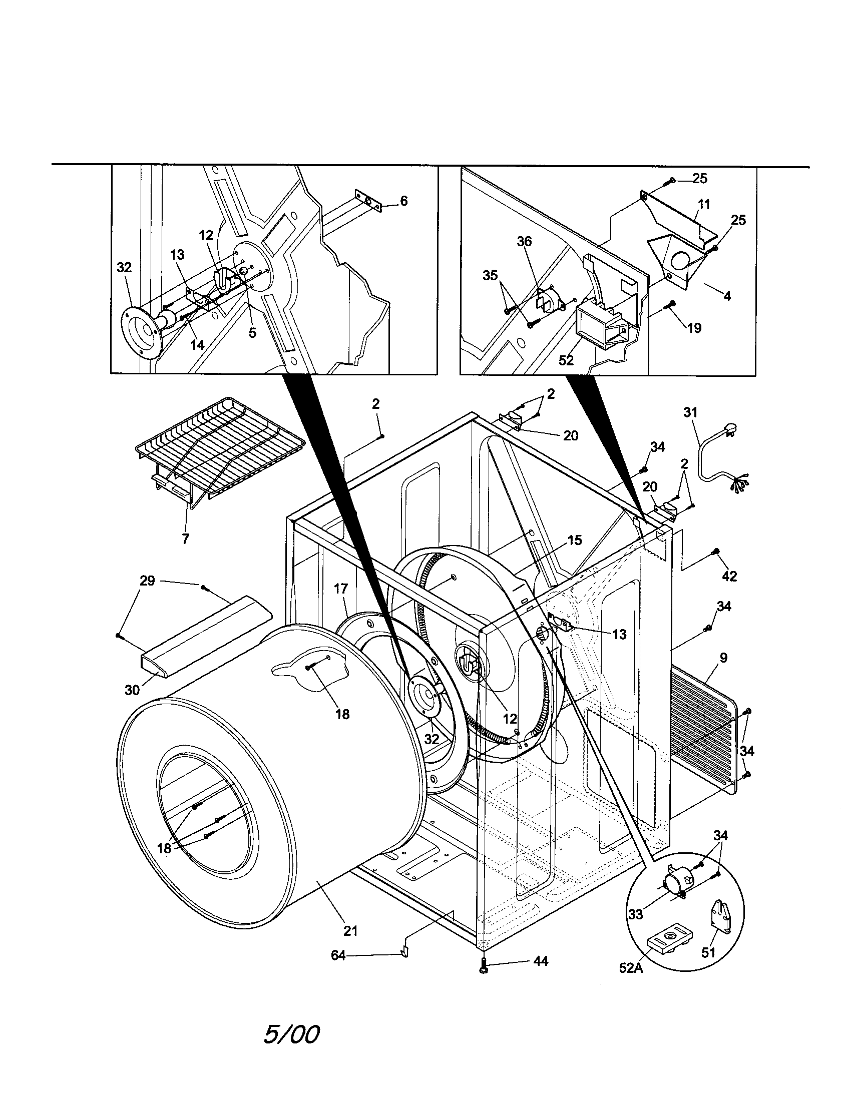Sears Canada 970C8004200 drum/cabinet diagram