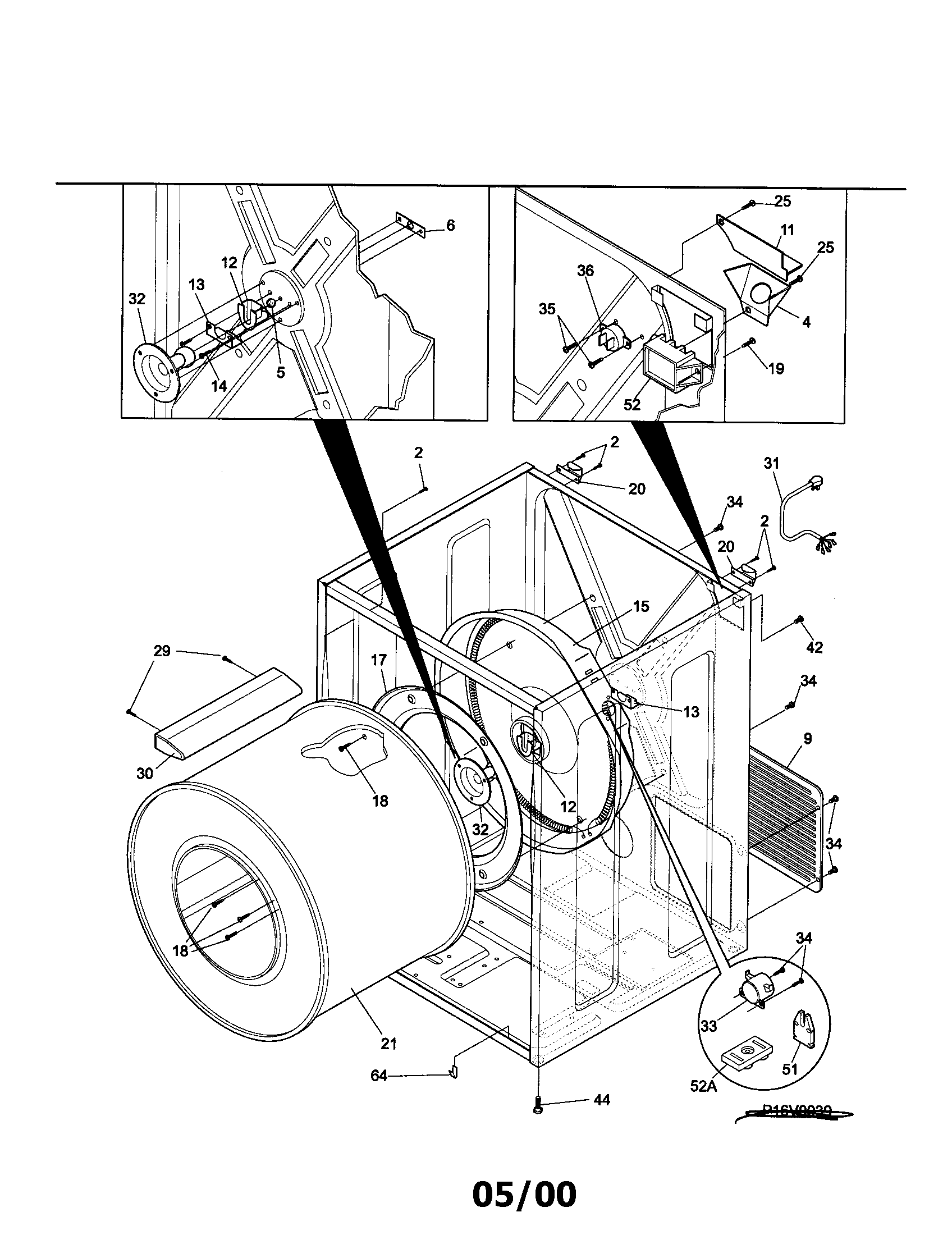 Sears Canada 970C8003200 drum/cabinet diagram