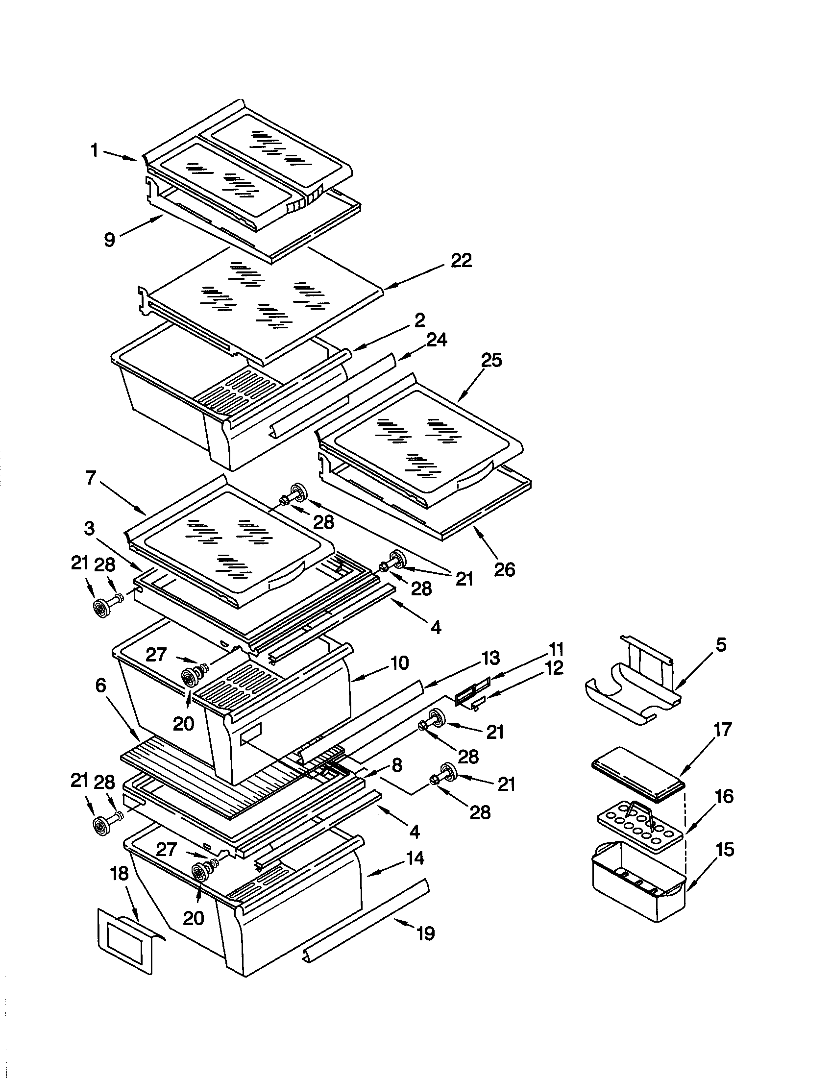 Kenmore Elite 10650794000 refrigerator shelf diagram