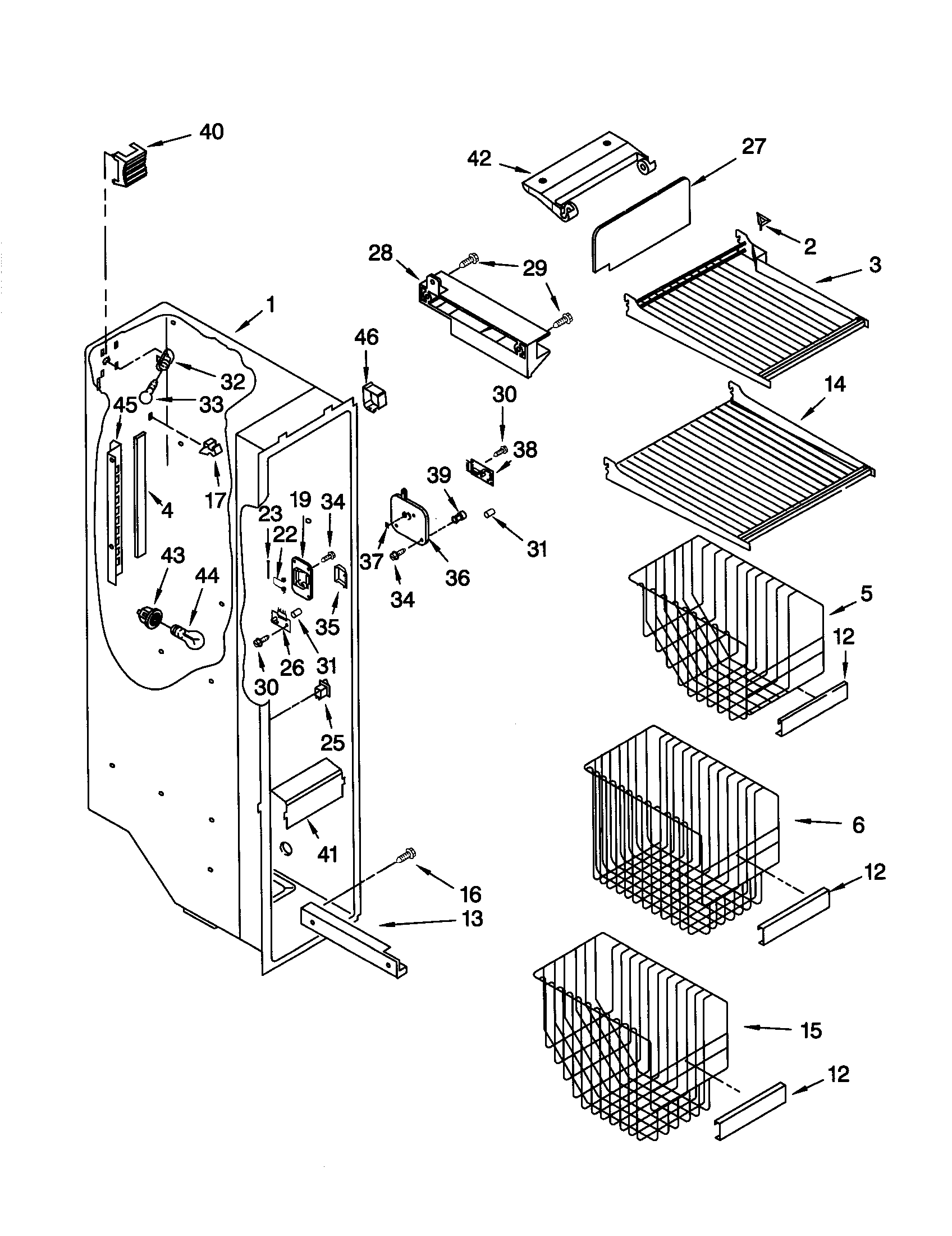 Kenmore Elite 10650794000 freezer liner diagram